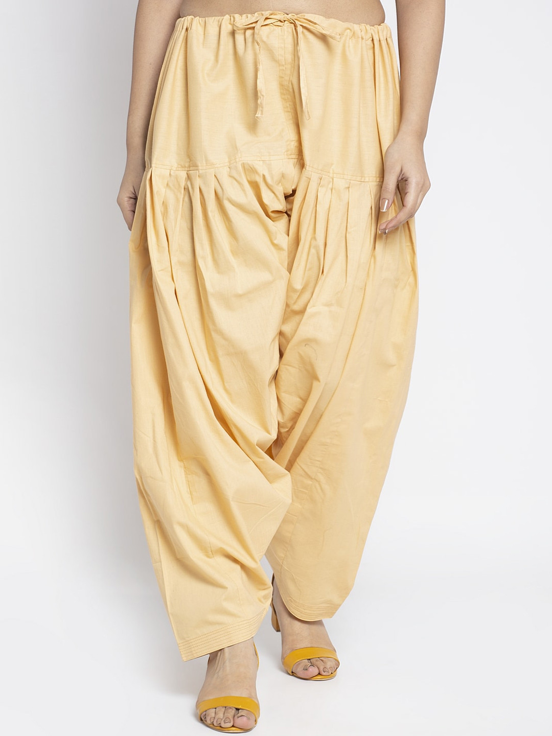 GRACIT Women Beige Solid Loose Fit Cotton Salwar