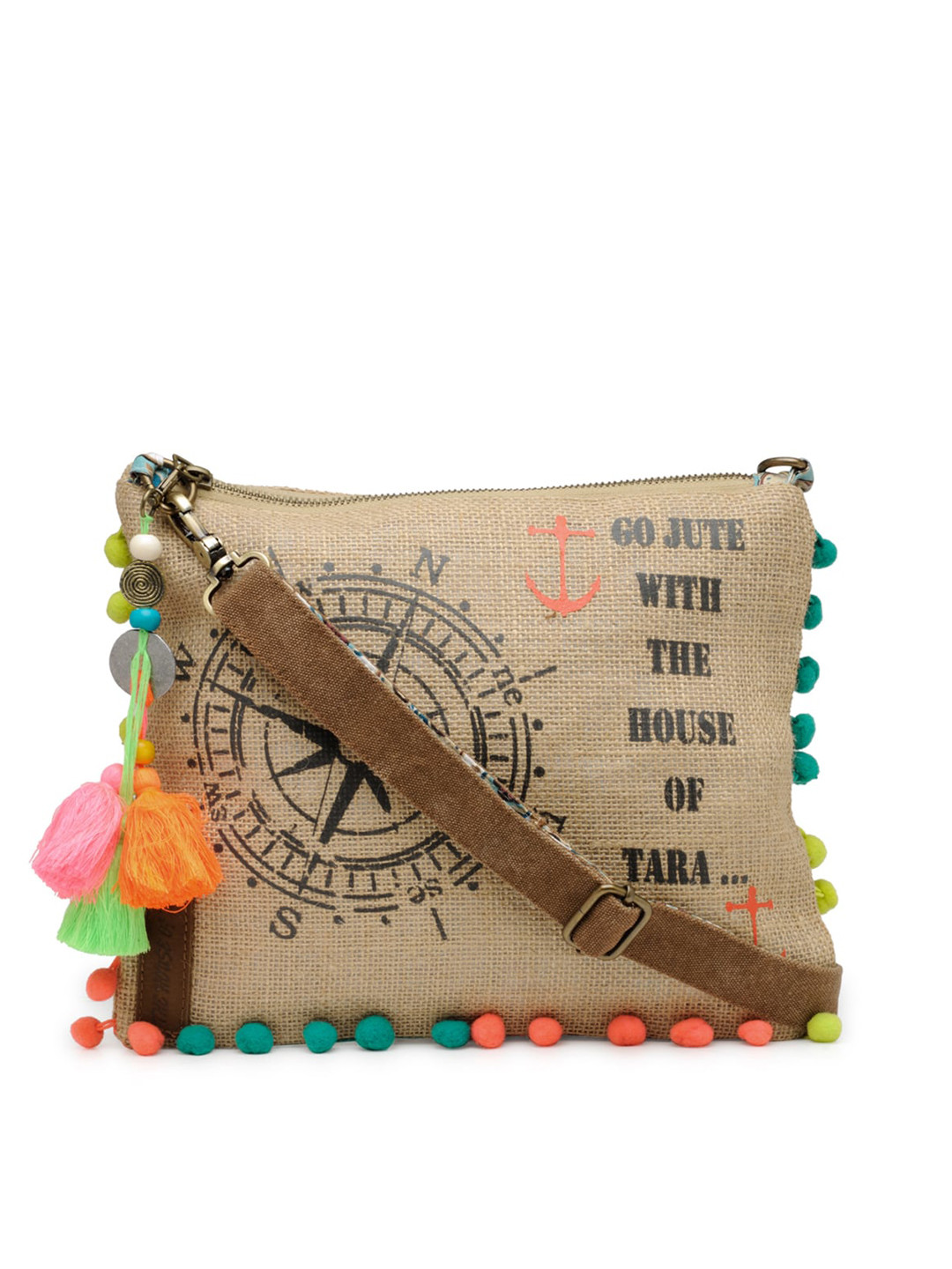 The House of Tara Brown Printed Structured Sling Bag