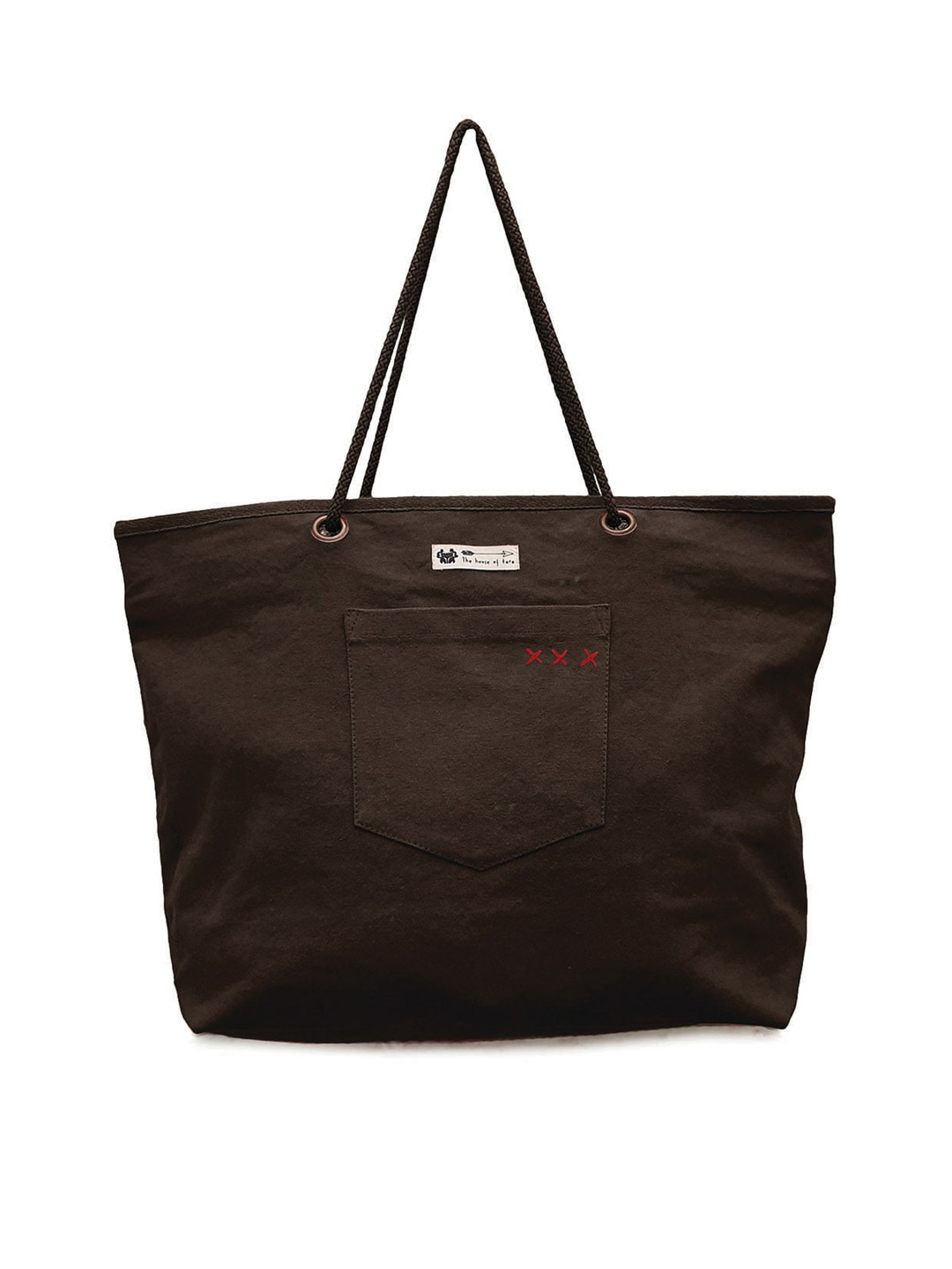 Brown Padded Canvas Tote Bag With Zip Pouch For Women