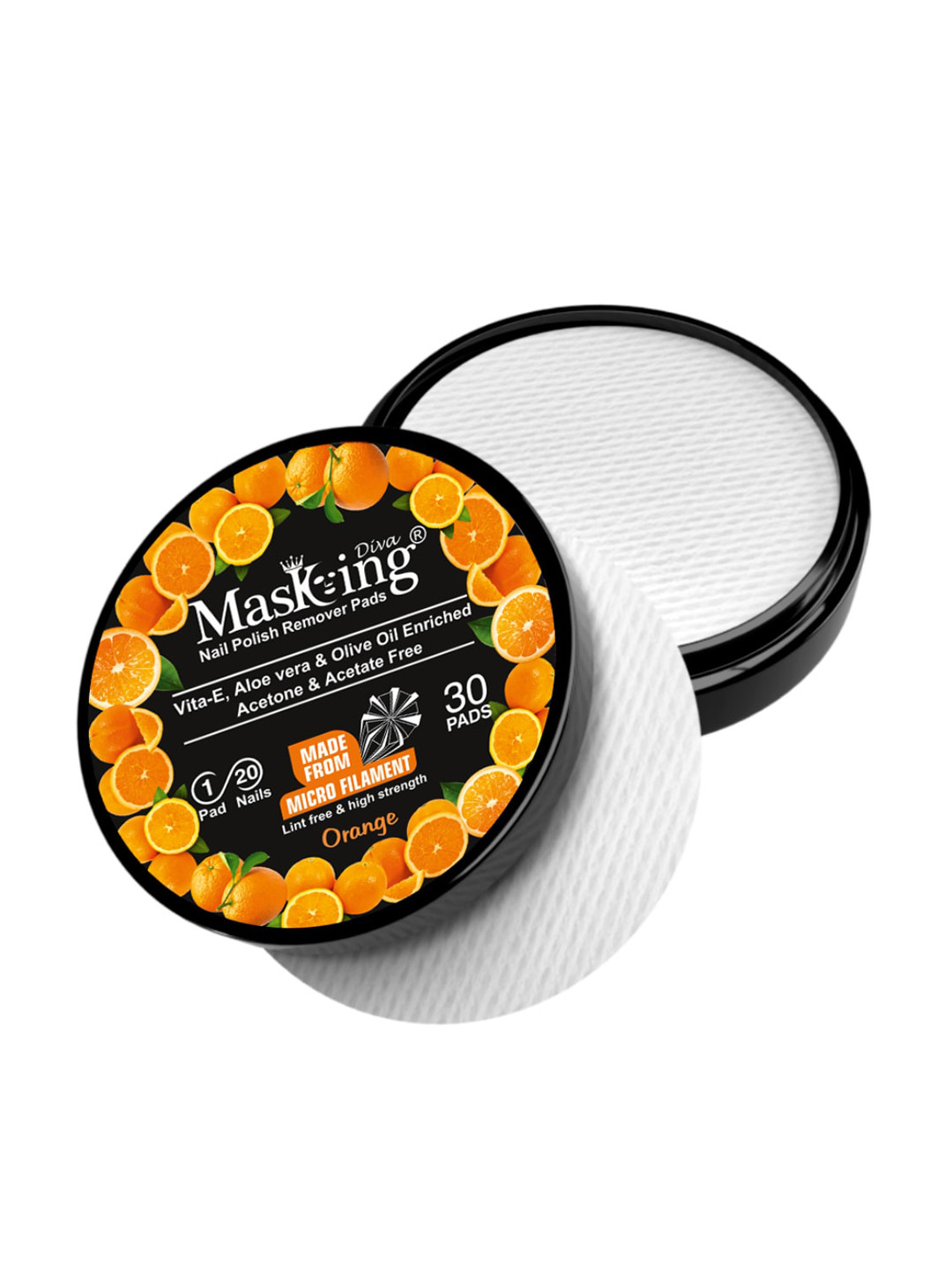 MasKing Set of 4 Skin Soothing Facial Masks with Orange Nail Polish Remover Pads