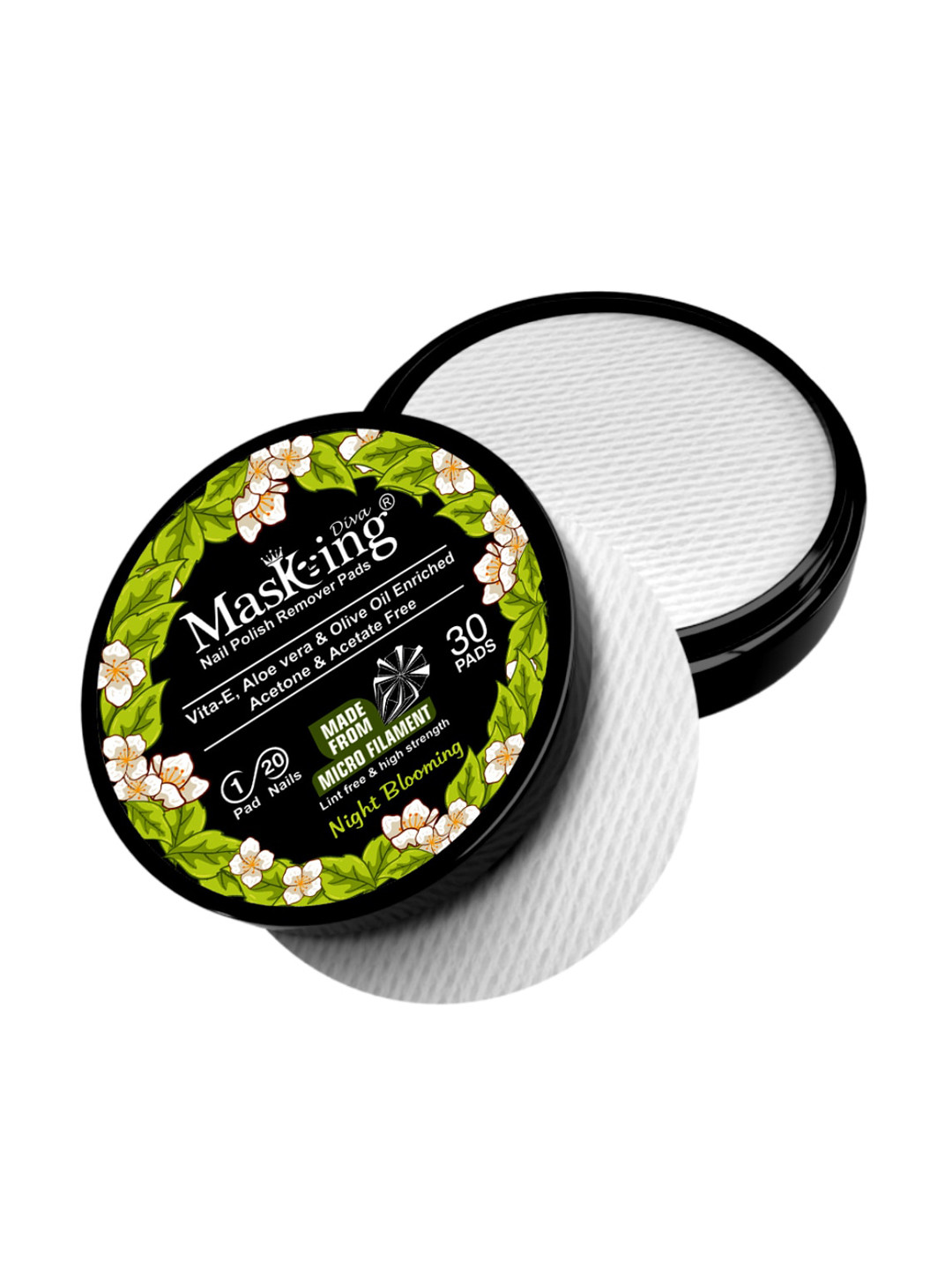 MasKing Set of 4 Skin Glowing Facial Masks with Night Blooming Nail Polish Remover Pads