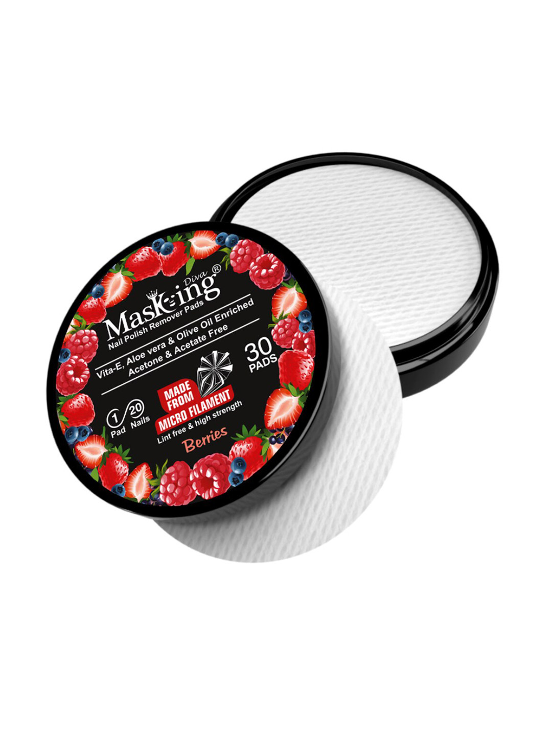 MasKing Set of 4 Oil Control Facial Masks with Berries Nail Polish Remover Pads