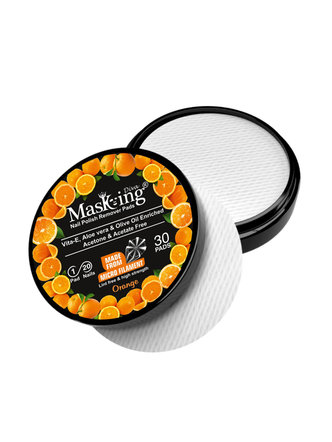 MasKing Set of 4 Anti-Acne Charcoal Facial Masks with Orange Nail Polish Remover Pads