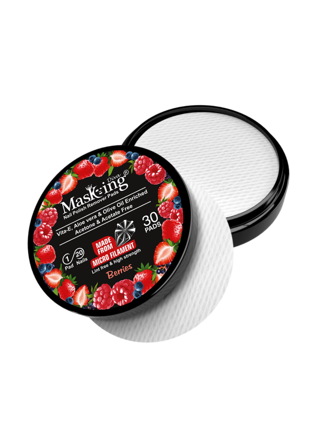MasKing Set of 4 Natural Serum Facial Masks with Berries Nail Polish Remover Pads