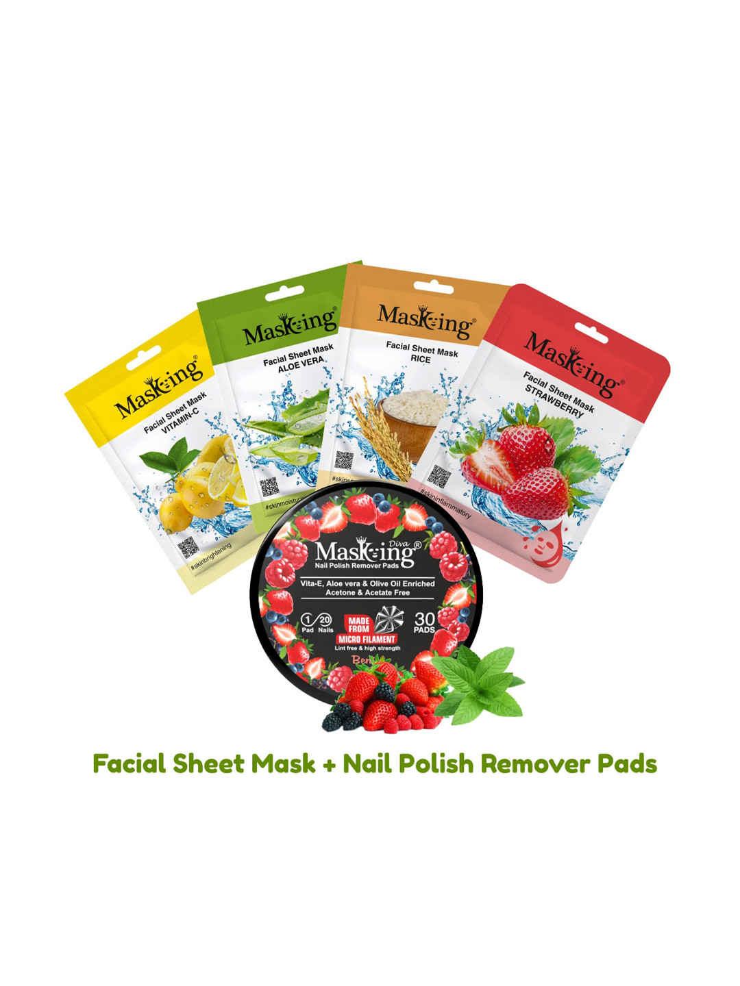 MasKing Set of 4 Face Sheet Mask with Nail Remover
