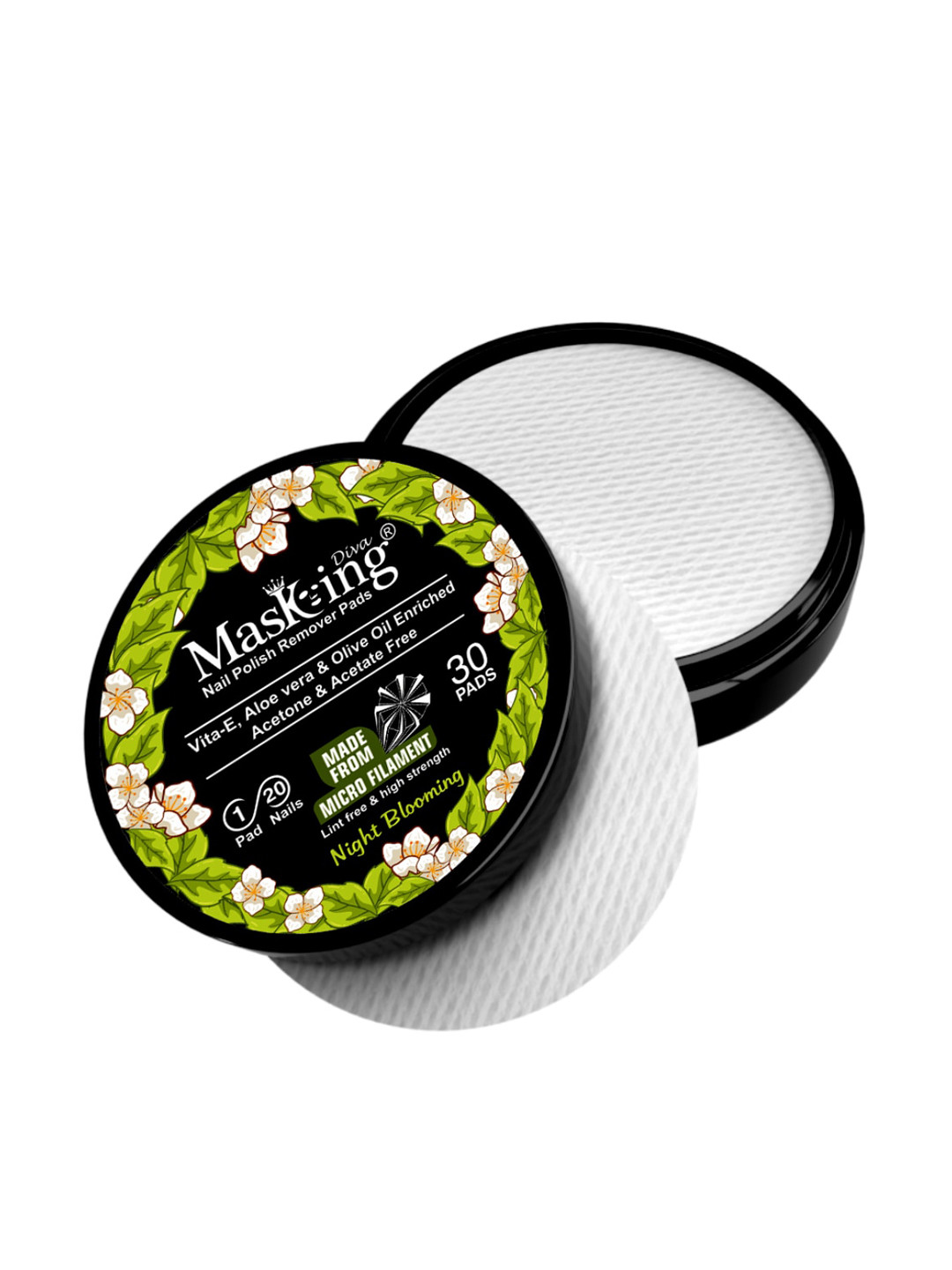 MasKing Set of 4 Soothing Facial Masks with Night Blooming Nail Polish Remover Pads