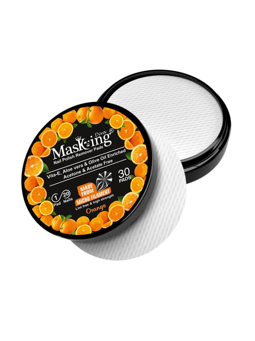 MasKing Set of 4 Brightening Charcoal Facial Masks with Orange Nail Polish Remover Pads