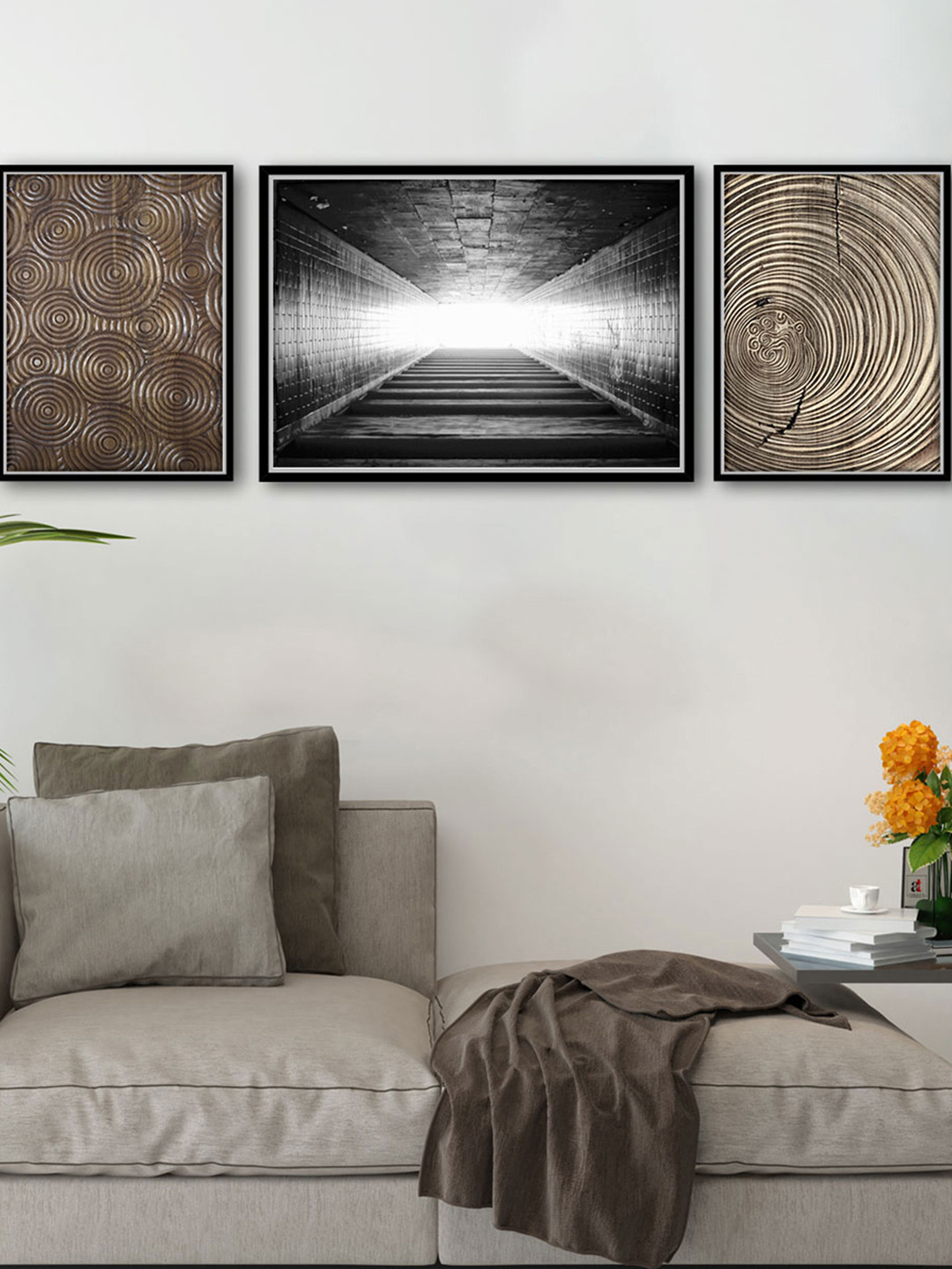 Art Street Multicoloured Tunnel Wat Pho Set of 3 Canvas Painting