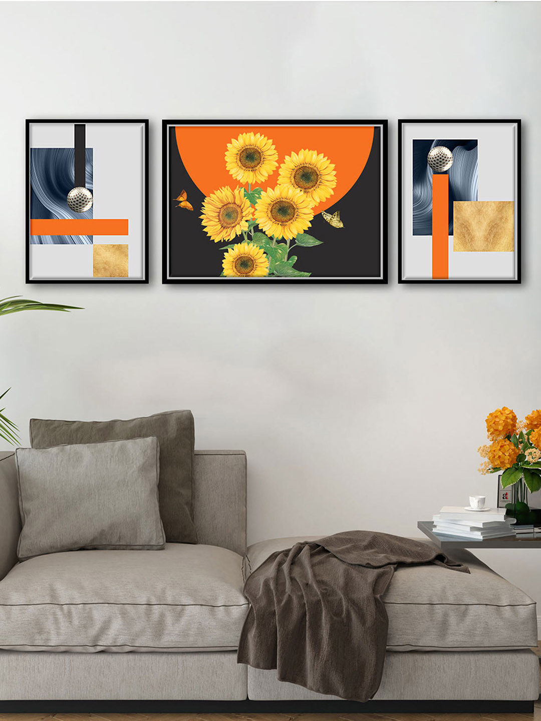 Art Street Set of 3 Sunflower Canvas Paintings