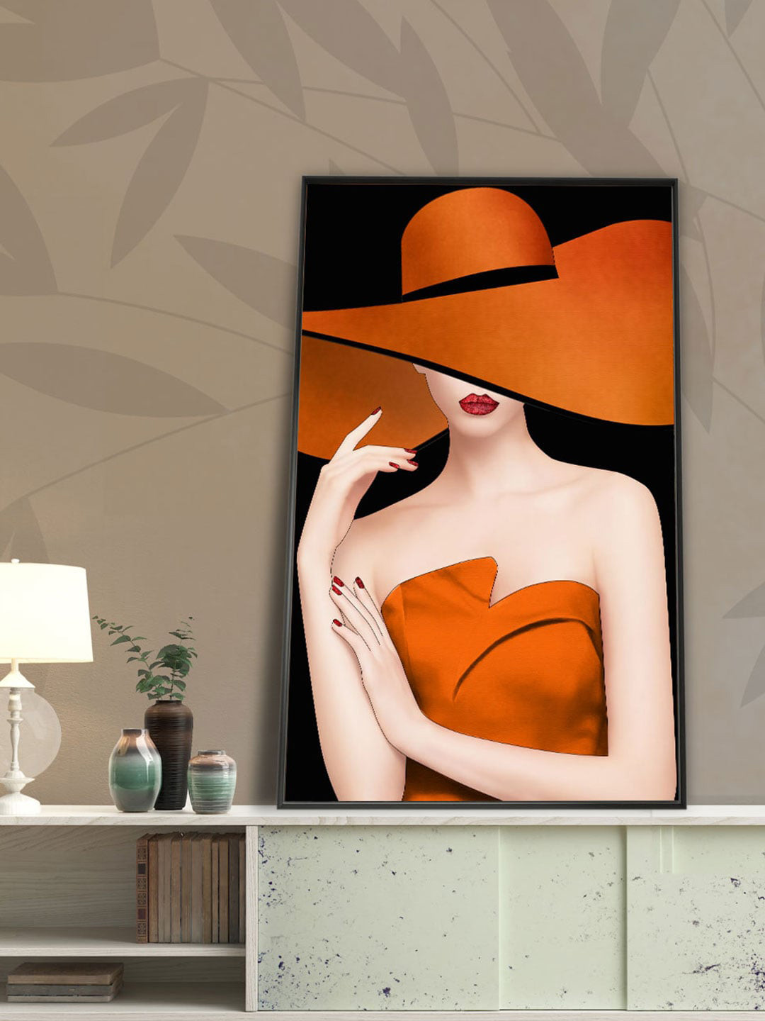 Art Street Hat Lady Canvas Wall Rectangle Paintings Wall Art 35 x 23In