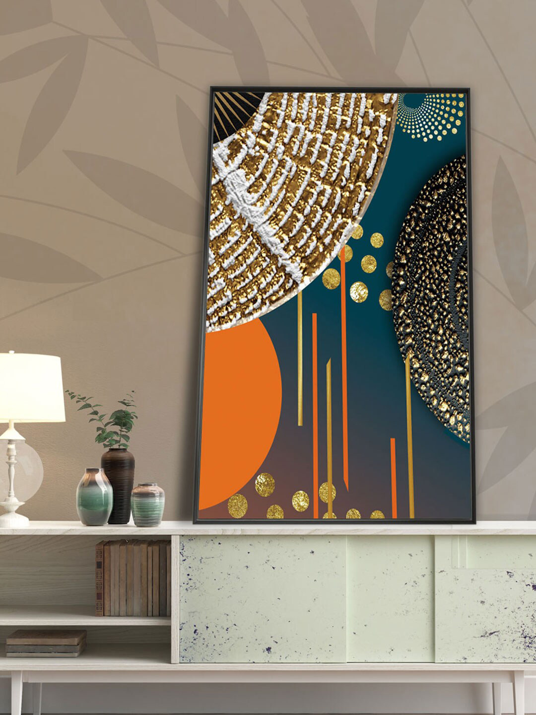 Art Street Blue & Orange Printed Australian Art Canvas Painting Wall Art