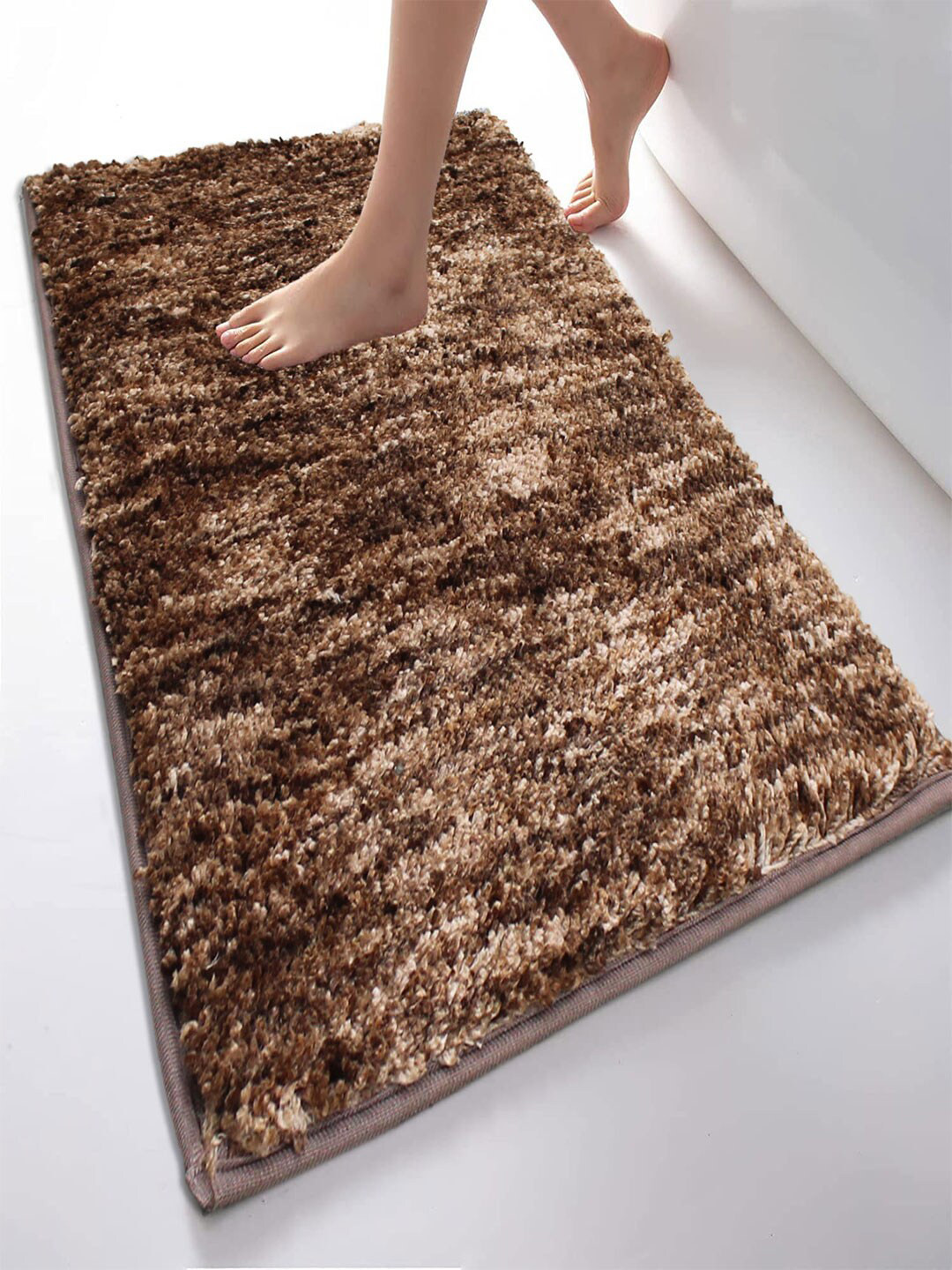 LUXEHOME INTERNATIONAL Adults Unisex Brown Solid 1700 GSM Non Slip Backing Bath Rug