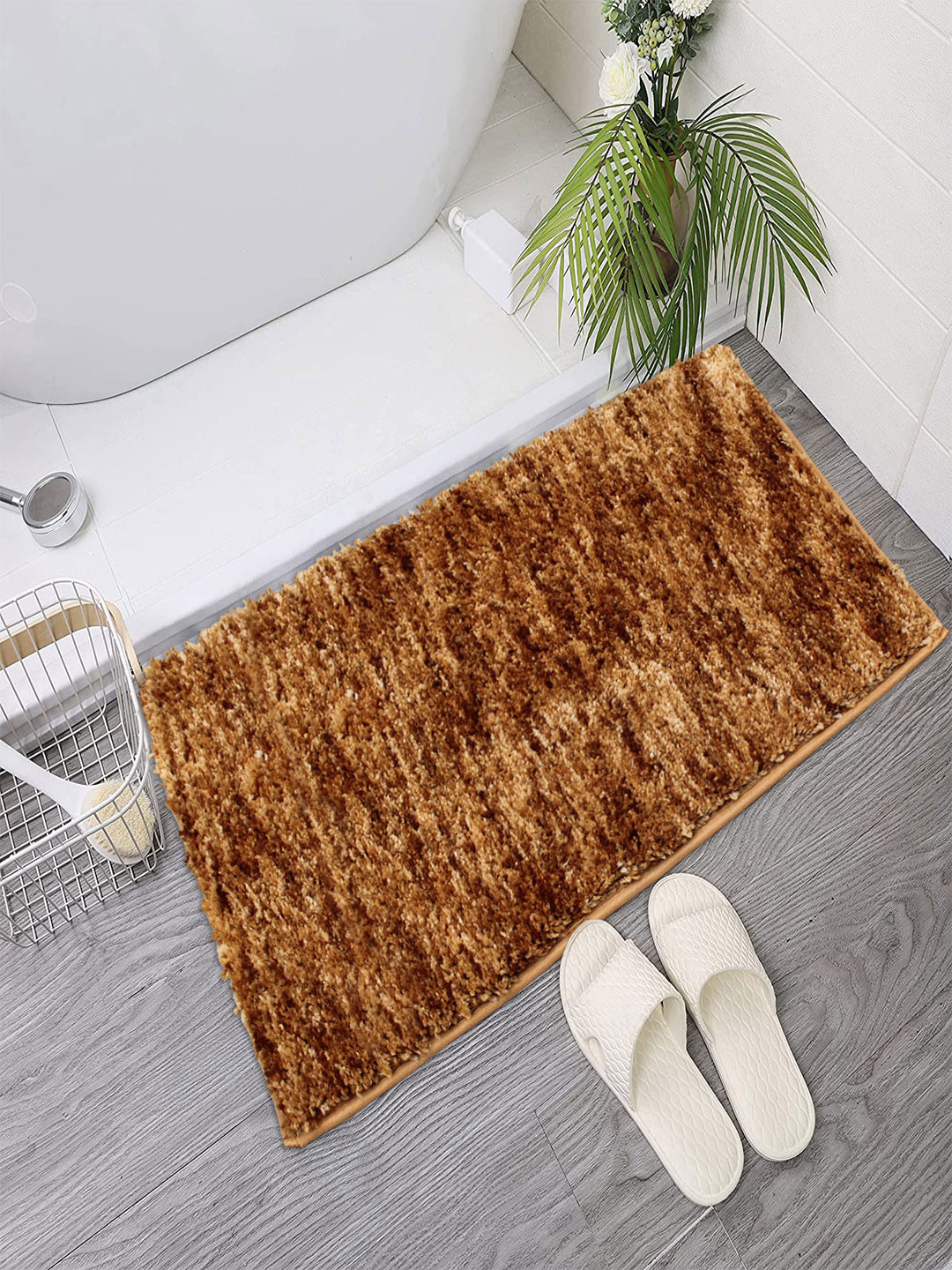 LUXEHOME INTERNATIONAL Tan Brown 1780 GSM Anti-Skid Bath Rugs