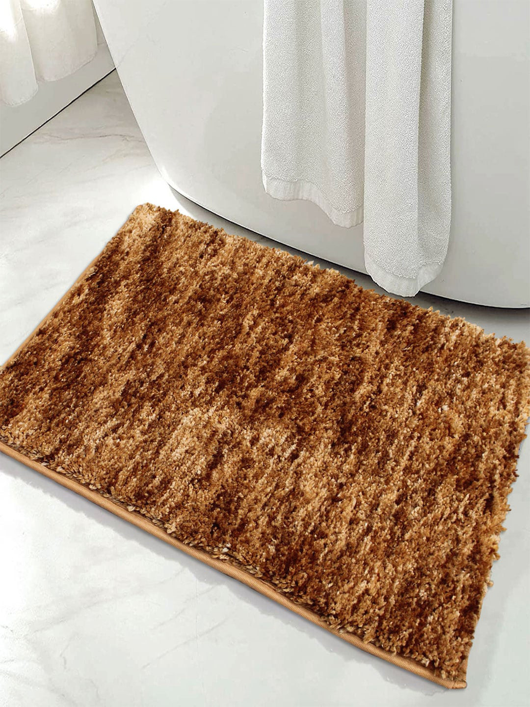 LUXEHOME INTERNATIONAL Set Of 2 Coffee Brown Solid 1780 GSM Bath Rug