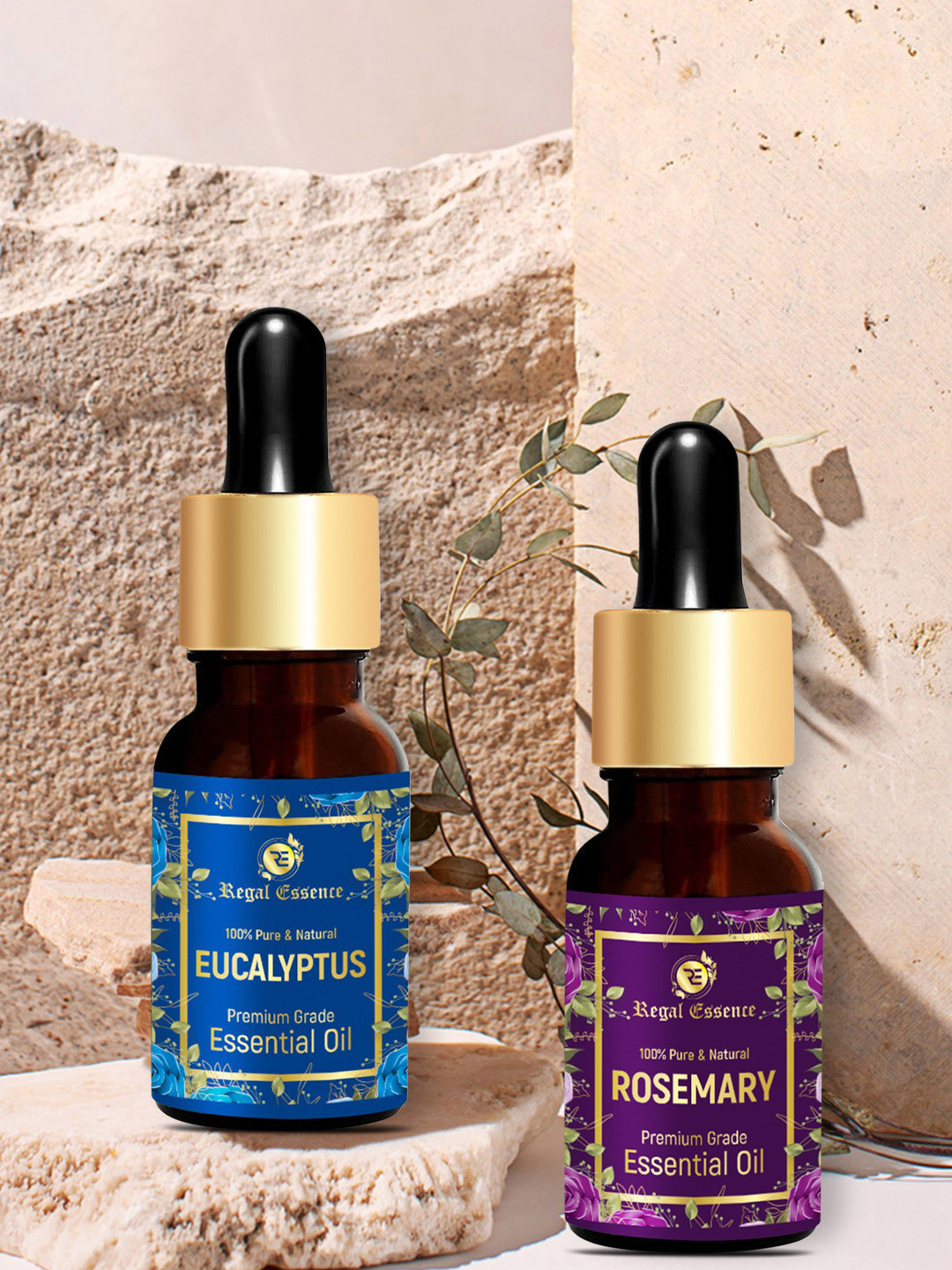 Regal Essence Pack of 2 Rosemary & Eucalyptus Aroma Diffuser Essential Oil-15 ml each