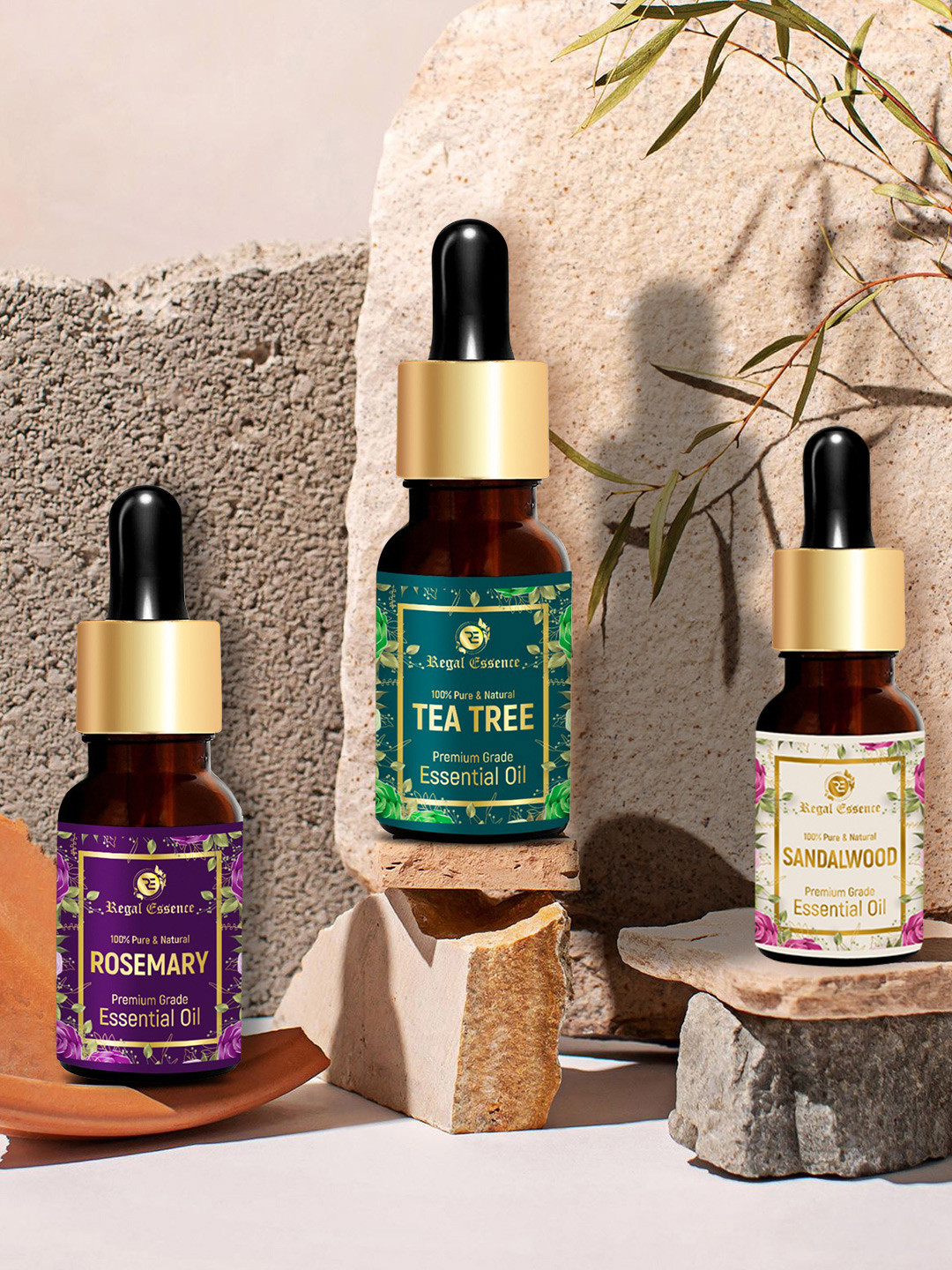 Regal Essence Set of 3 Tea Tree, Rosemary & Sandalwood Aroma Diffuser Essential Oil