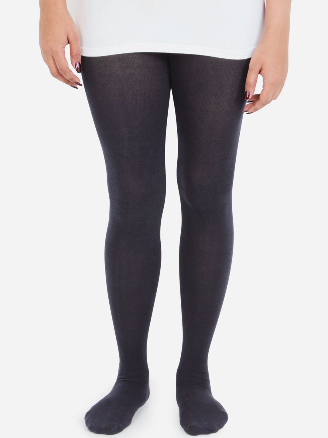 Bonjour Girls Black Solid Stockings