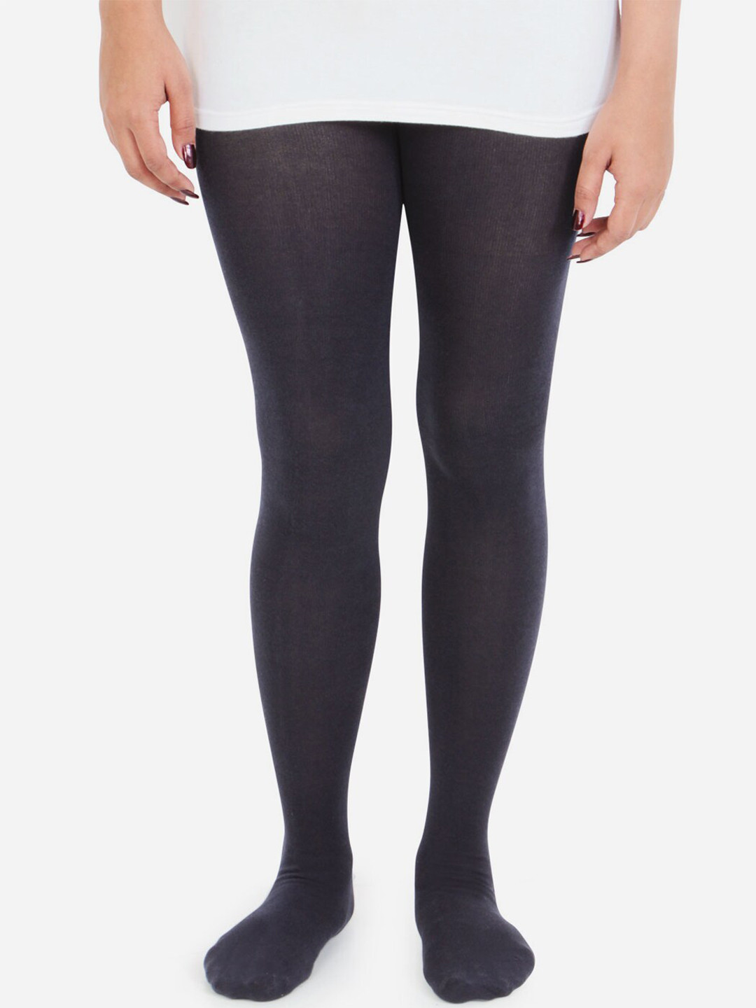 Bonjour Teen Girls Black Solid Knitted Anti-Odour Cotton Tights