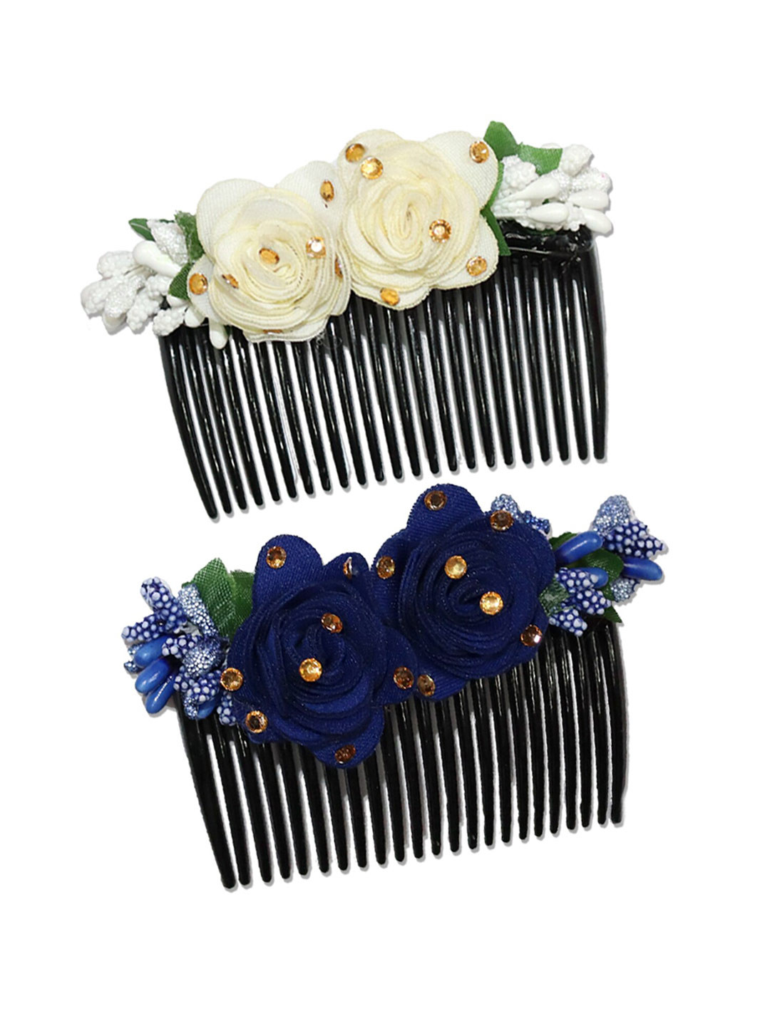 VAGHBHATT Women Set of 2 Multi-Colored Floral Hair Comb Pins