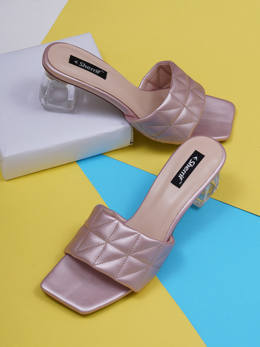 Sherrif Shoes Textured Party Block Heeled Sandals