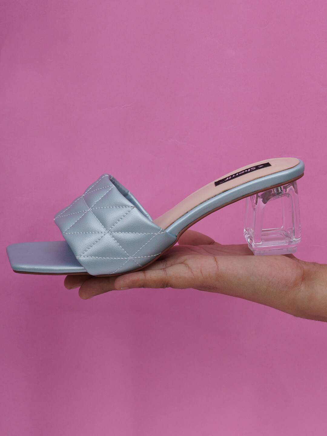 Sherrif Shoes Blue Colourblocked Party Flatform Mules with Buckles