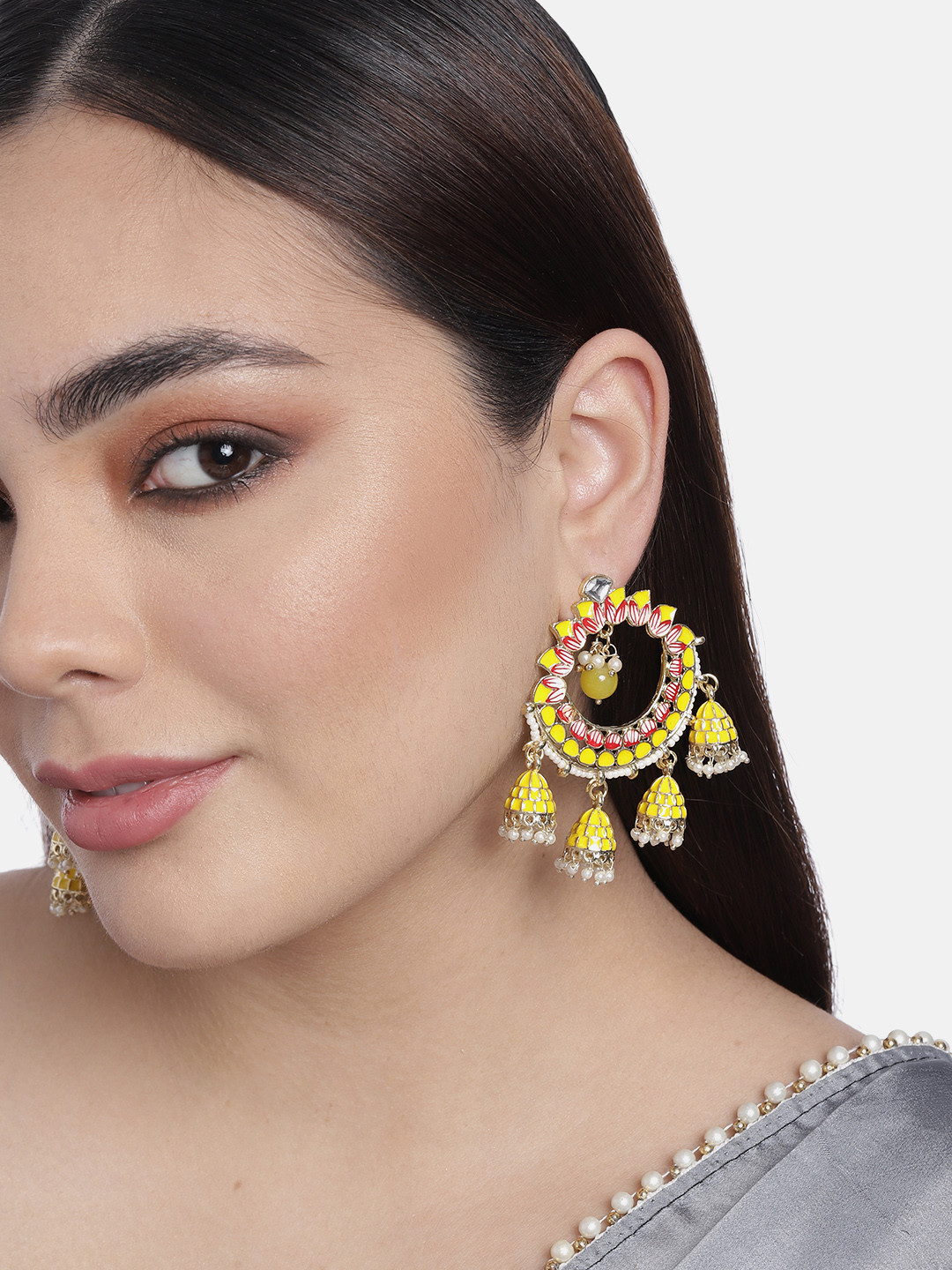 LAIDA Yellow & Red Contemporary Drop Earrings