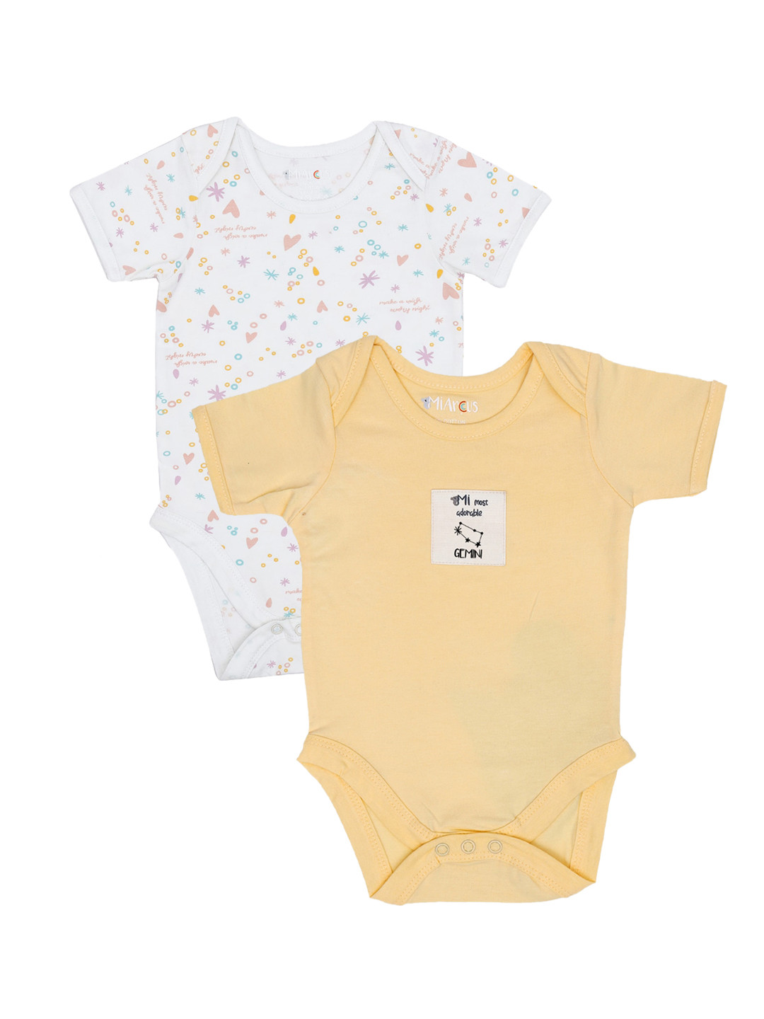 MiArcus Infant Kids Pack of 2 Envelope Neck Pure Cotton Bodysuits