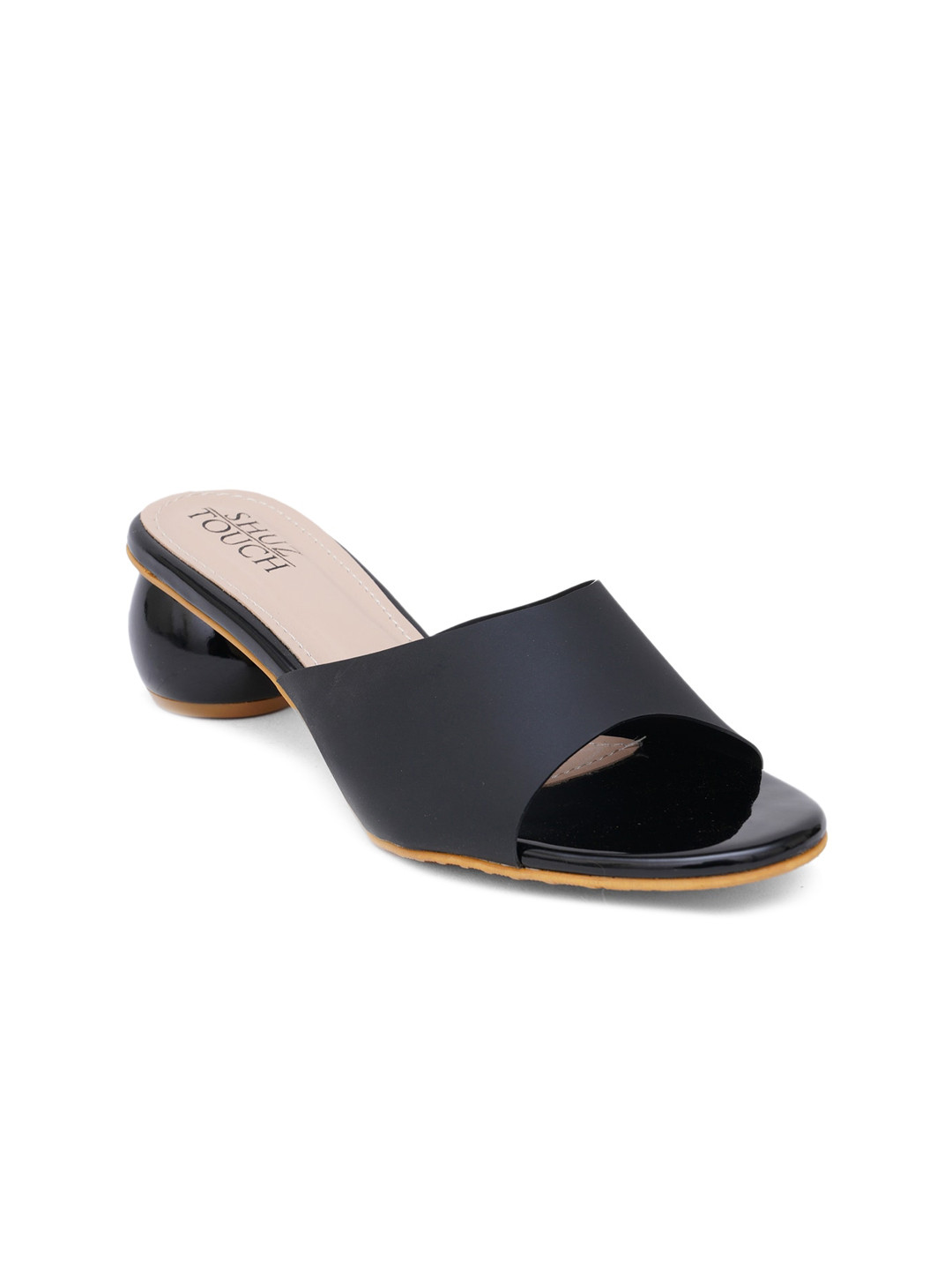 SHUZ TOUCH Black Block Sandals with Buckles