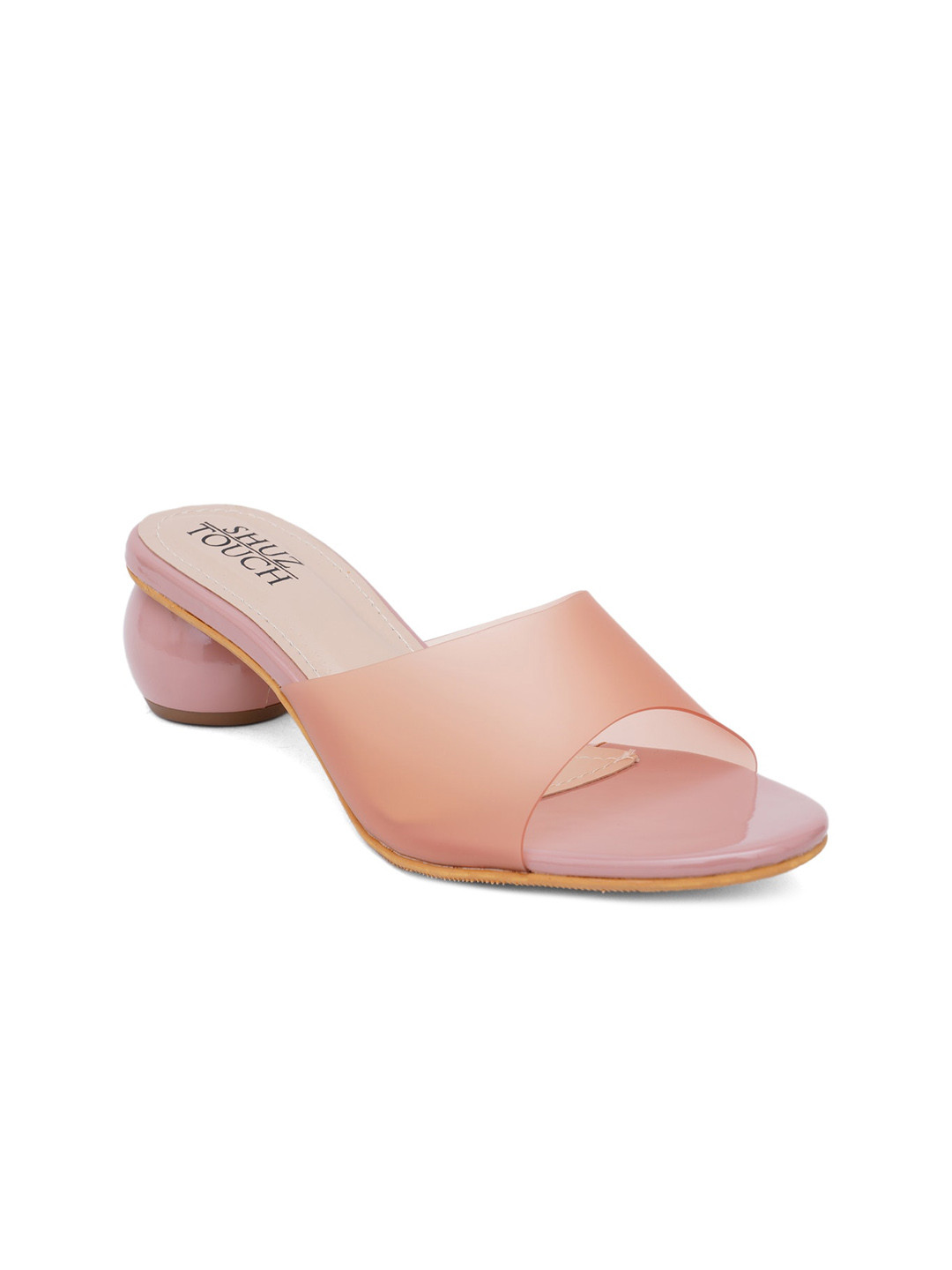 SHUZ TOUCH Peach-Coloured Block Sandals