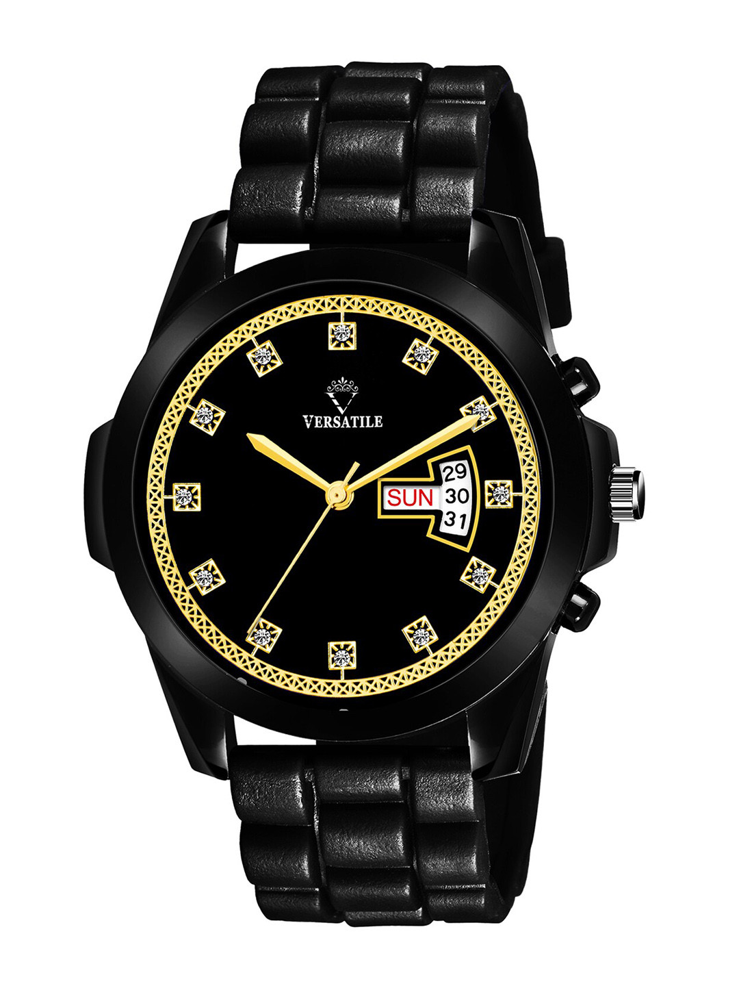 Versatile Unisex Multicoloured Brass Printed Dial & Black Bracelet Style Straps Analogue Watch Black High