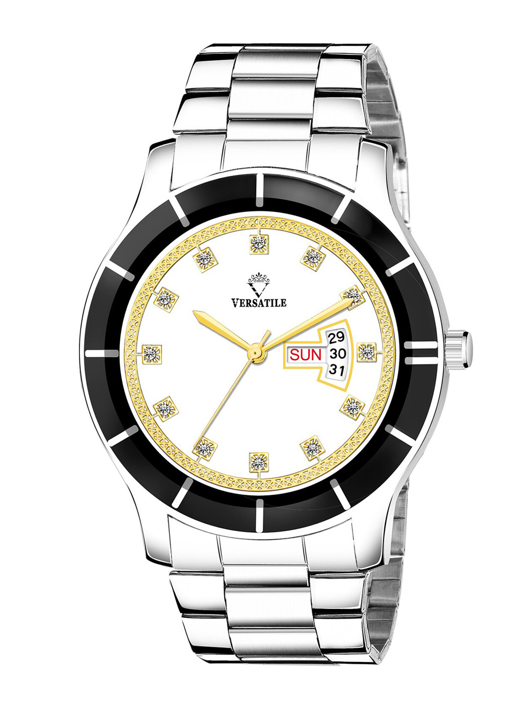 Versatile Unisex Multicoloured Brass Mother of Pearl Dial & Silver Toned Stainless Steel Bracelet Style Watch