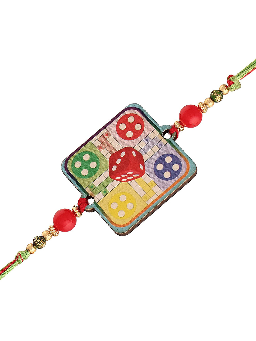 I Jewels Men Multicolored Ludo Pearl Beaded Thread Rakhi