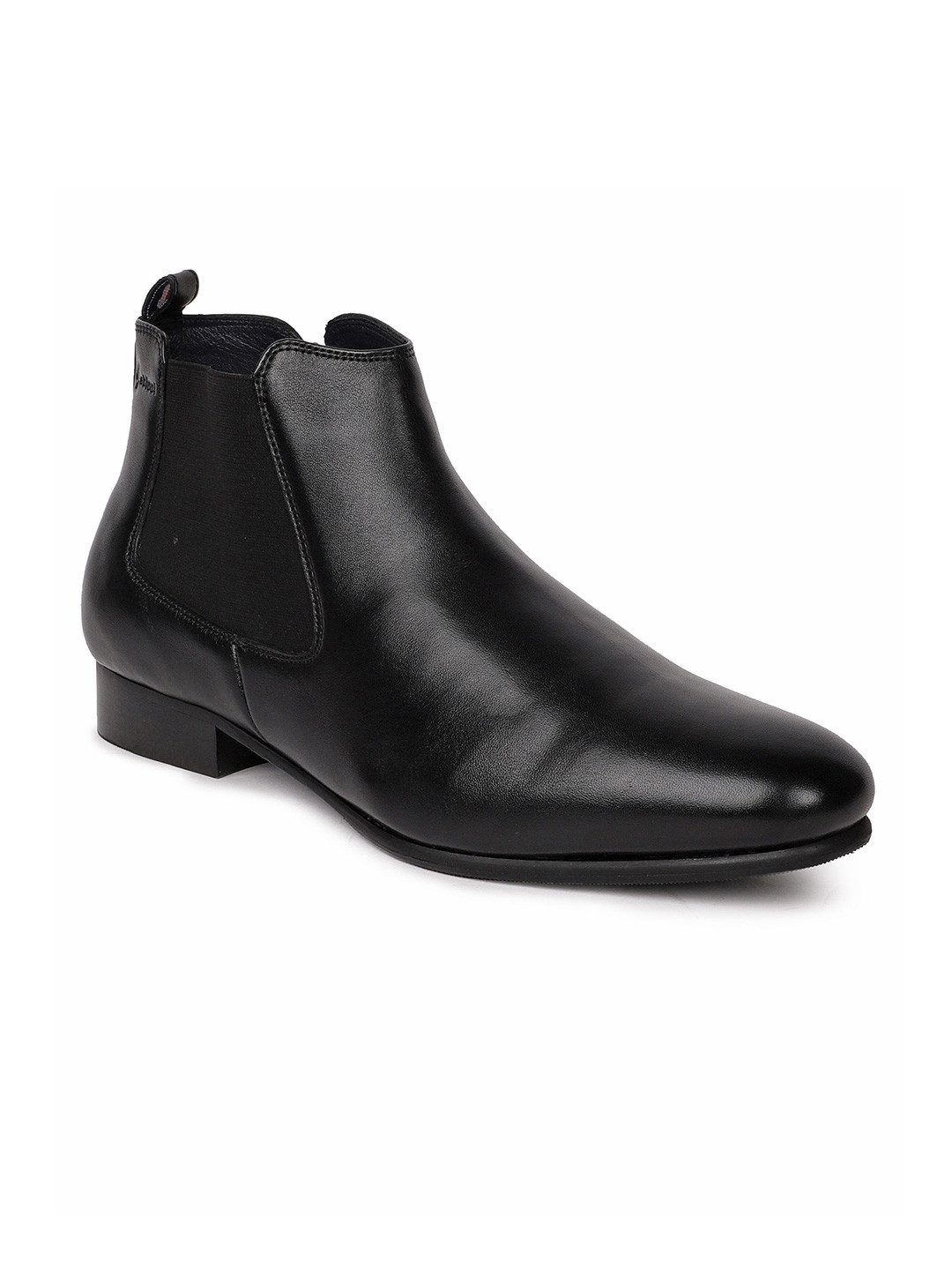 GABICCI Men Black Solid Leather Chelsea Boots