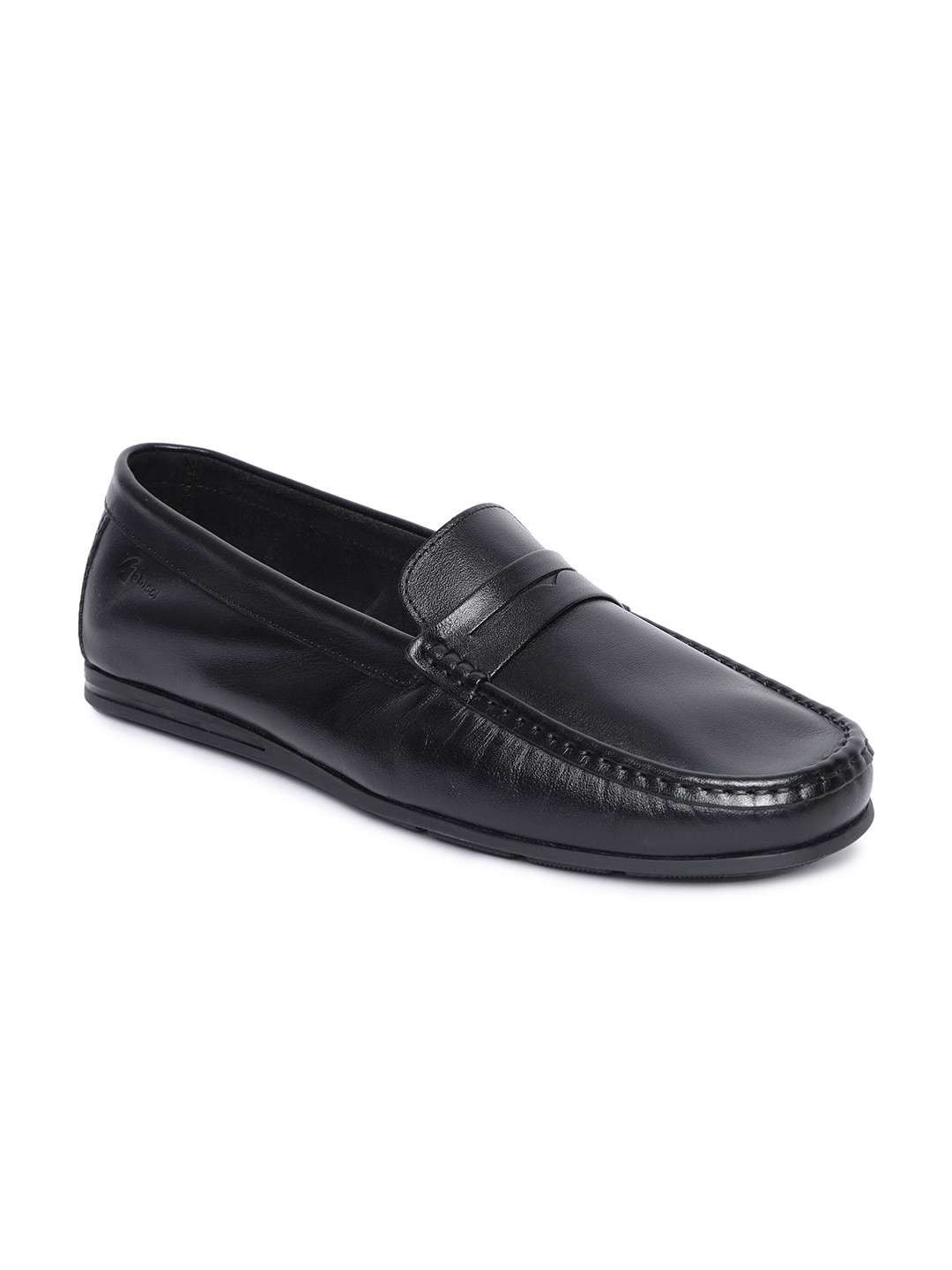 GABICCI Men Black Leather Formal Slip on Shoes