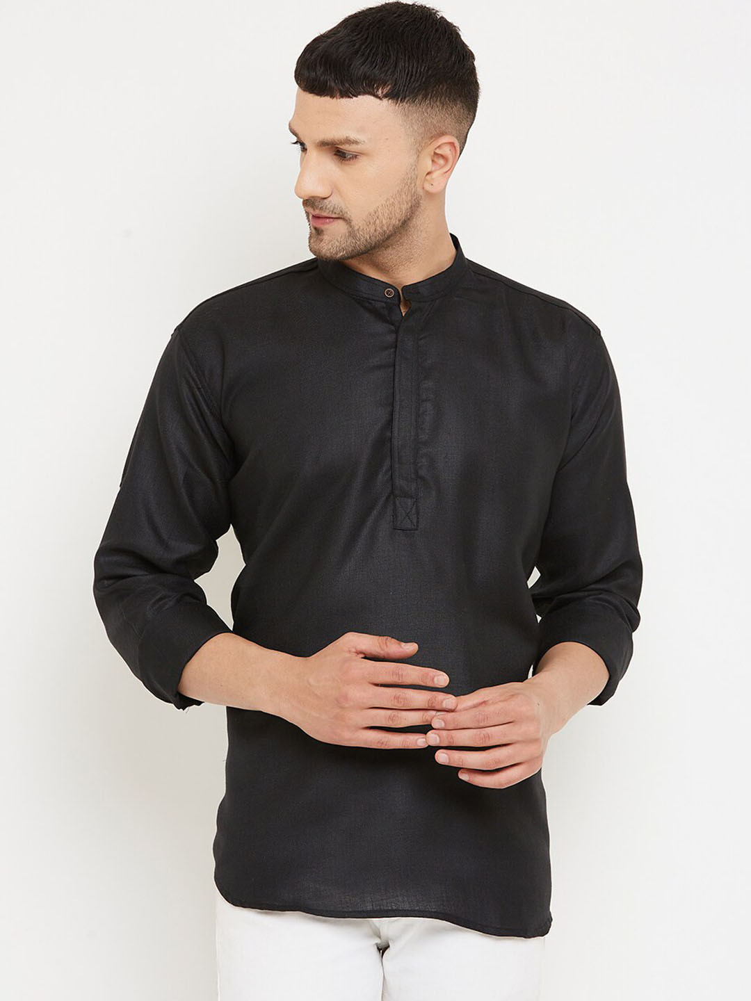Armaan Ethnic Men Black & tap shoe Thread Work Indigo Kurta