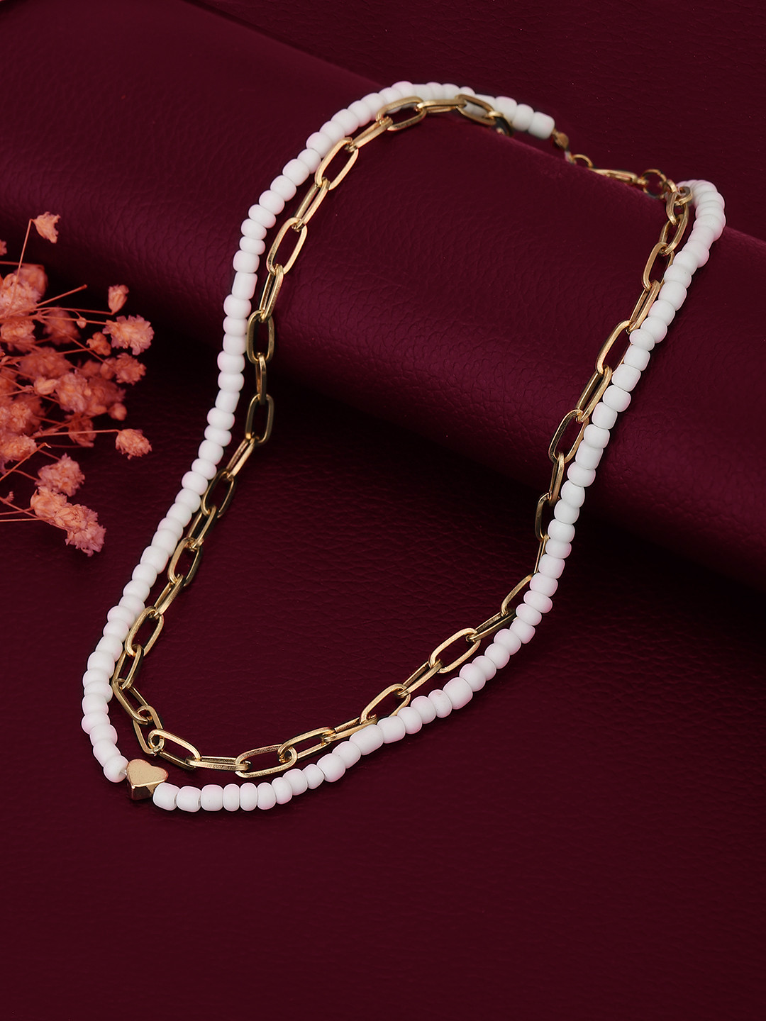 Carlton London Set of 2 Rose Gold & White Toned Rose Gold Plated Necklace