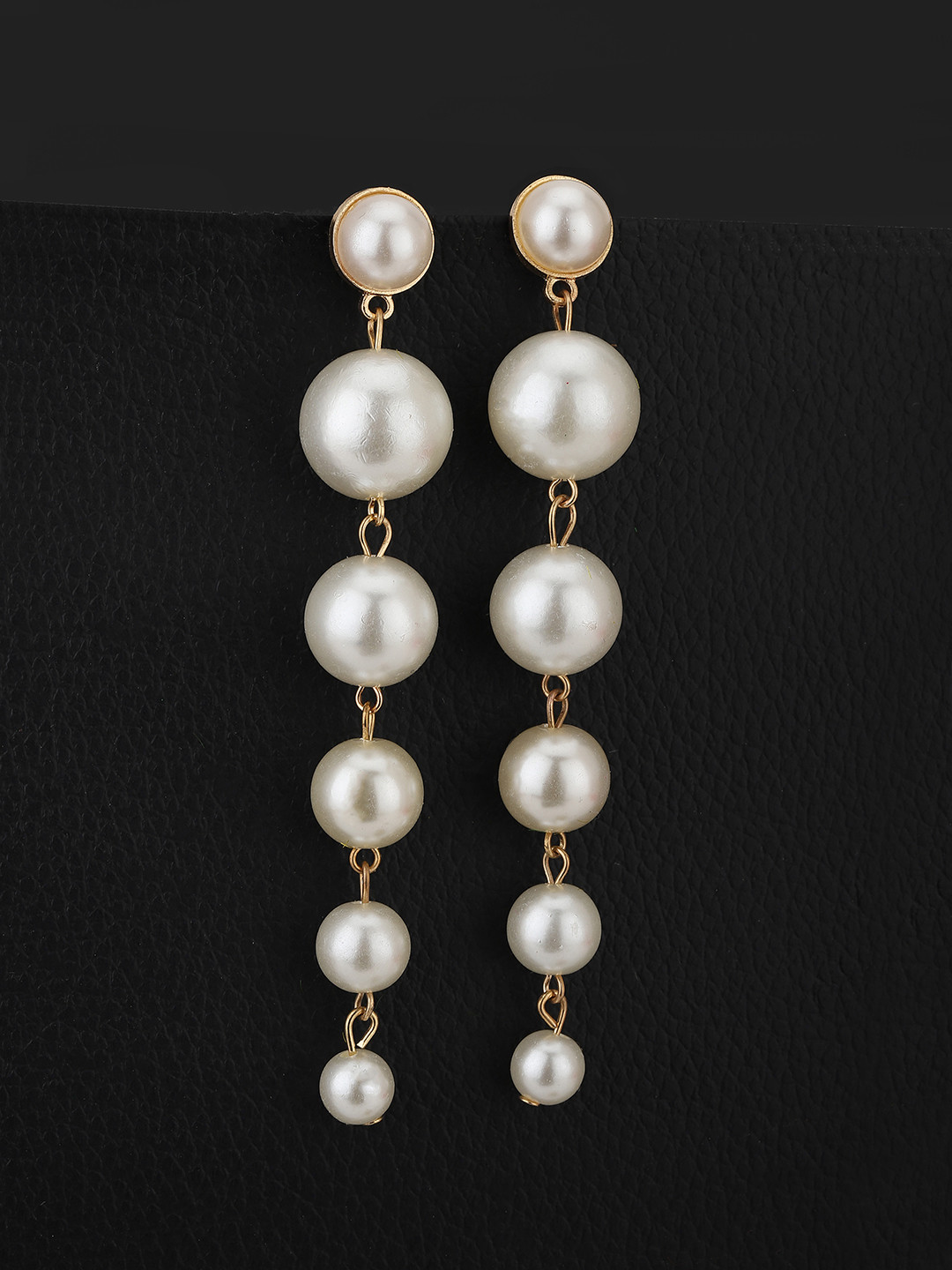 Carlton London Rose Gold & White Contemporary Drop Earrings
