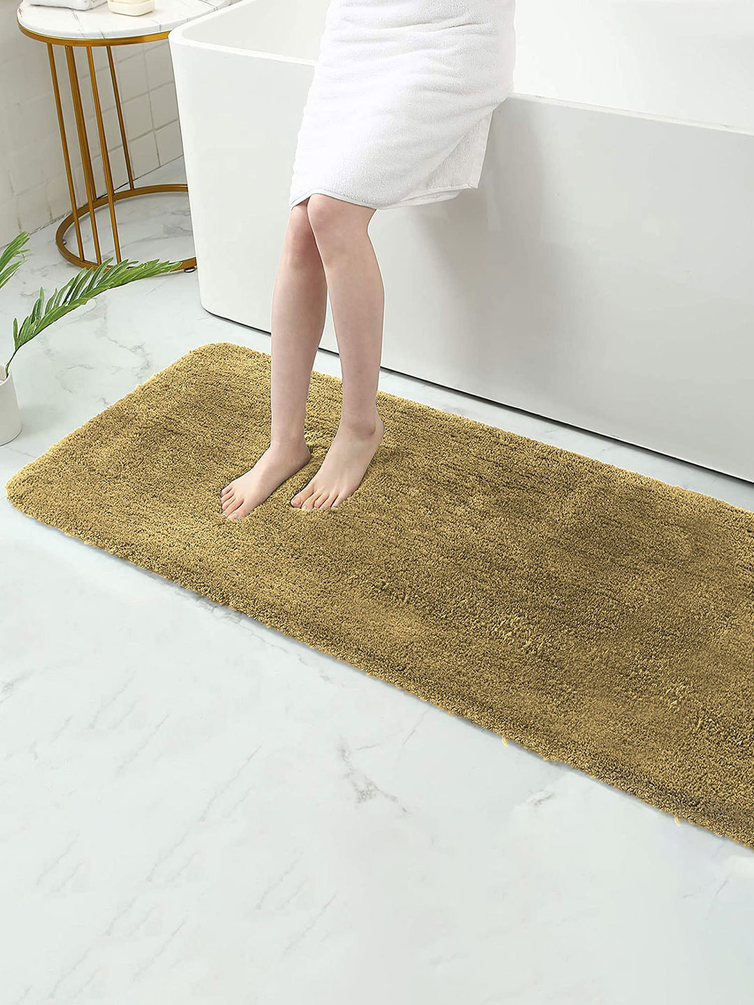 LUXEHOME INTERNATIONAL Brown Solid 1900 GSM Bath Rug