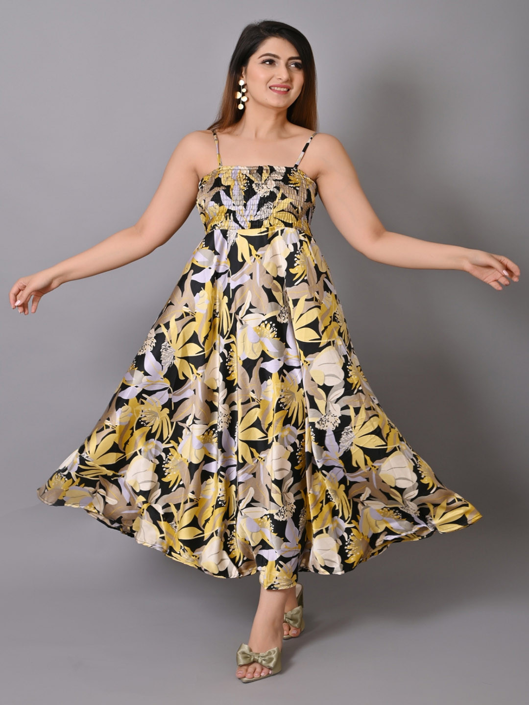 IQRAAR Multicoloured Floral Maxi Dress