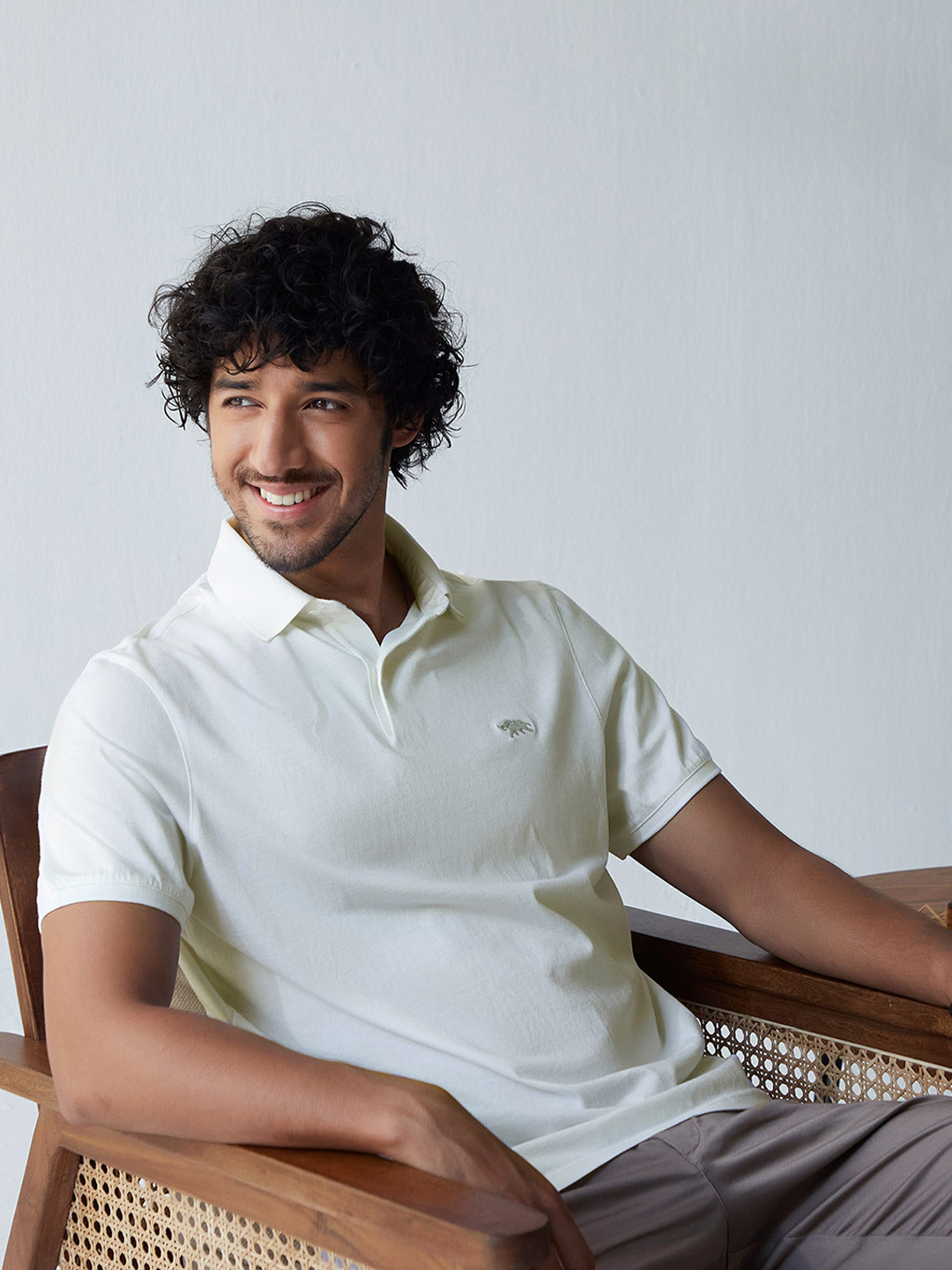 Andamen Men White Raw Edge T-shirt