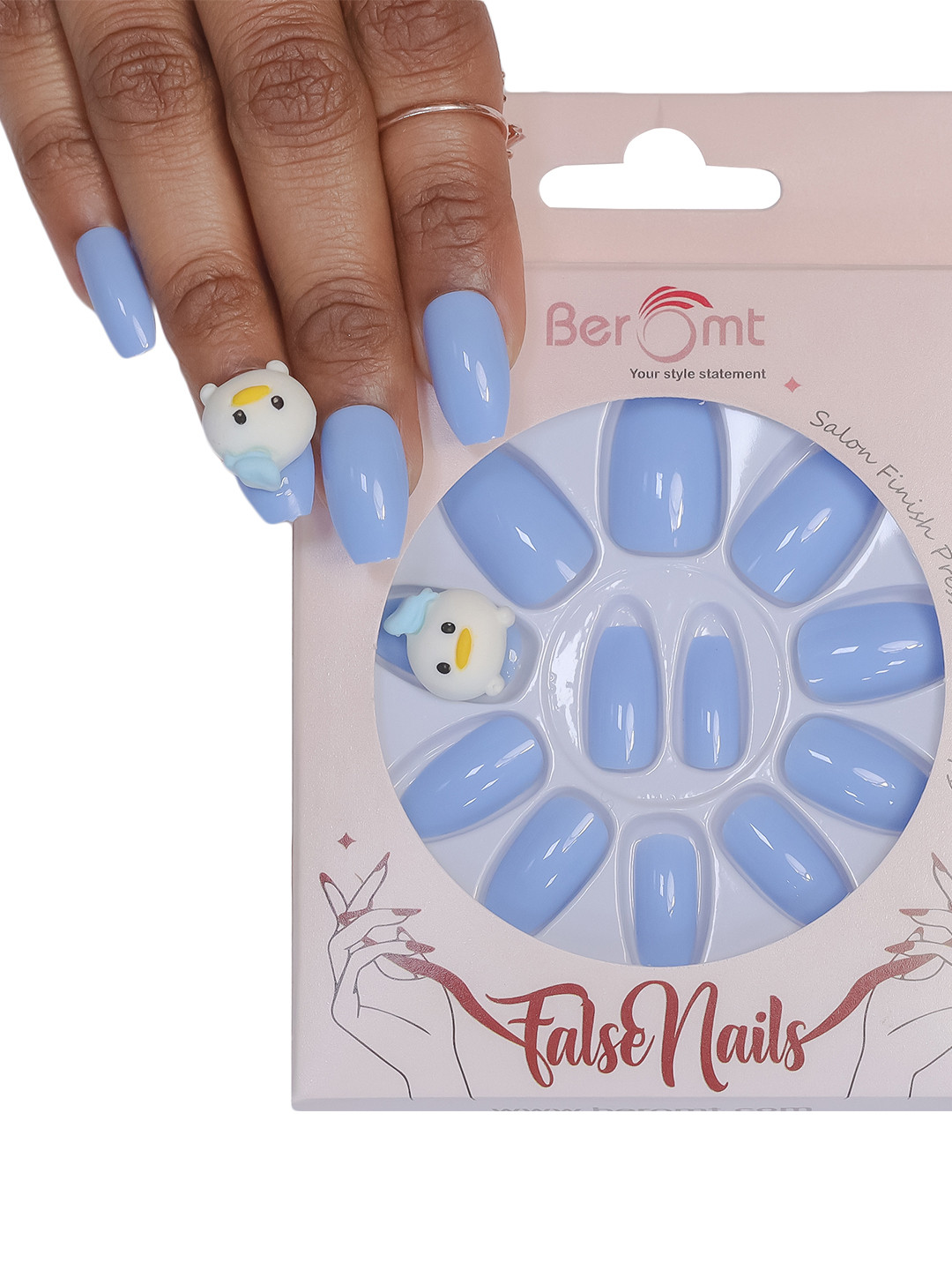 BEROMT 12 Pcs Long-Lasting Reusable Lightweight Salon Finish Press on Nail Tips - 33