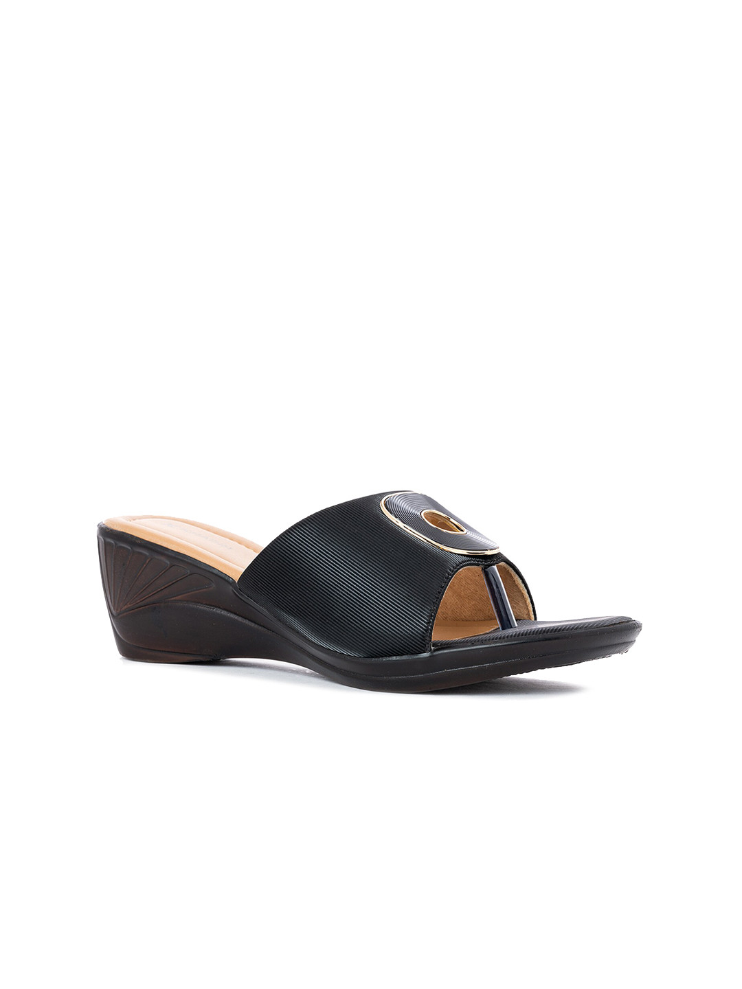 Khadims Black Comfort Sandals with Buckles