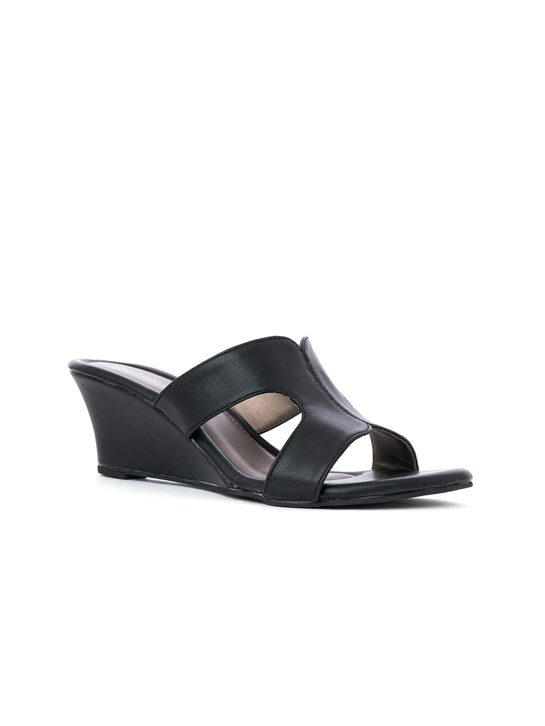 Khadims Black Wedge Mules