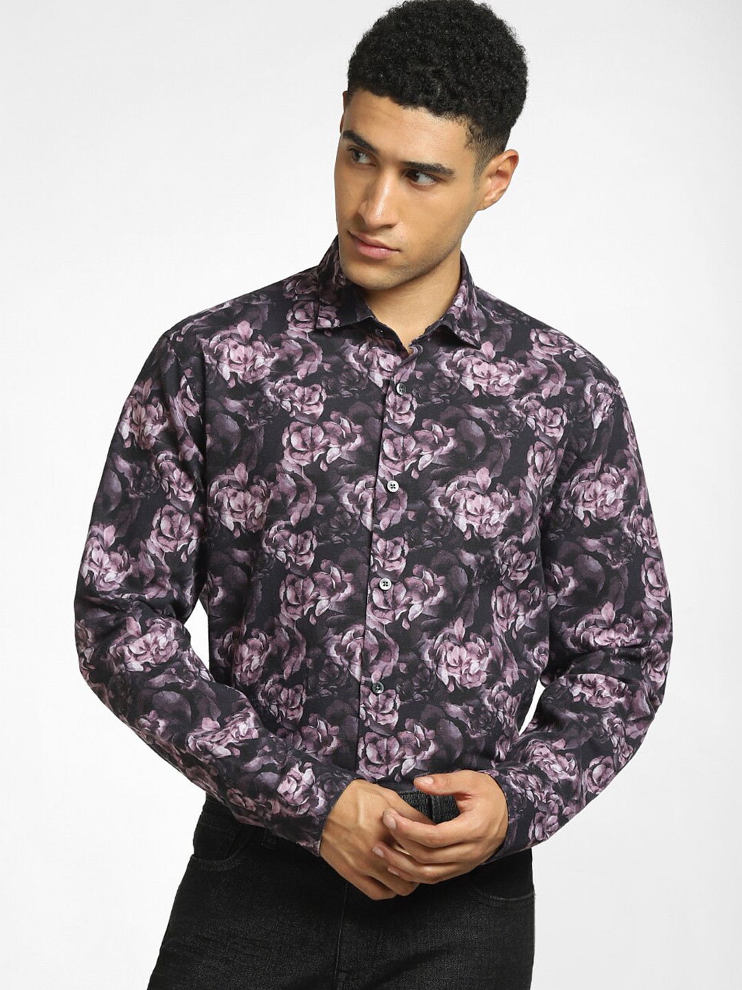 Jack & Jones Men Purple Floral Printed Casual Shirt