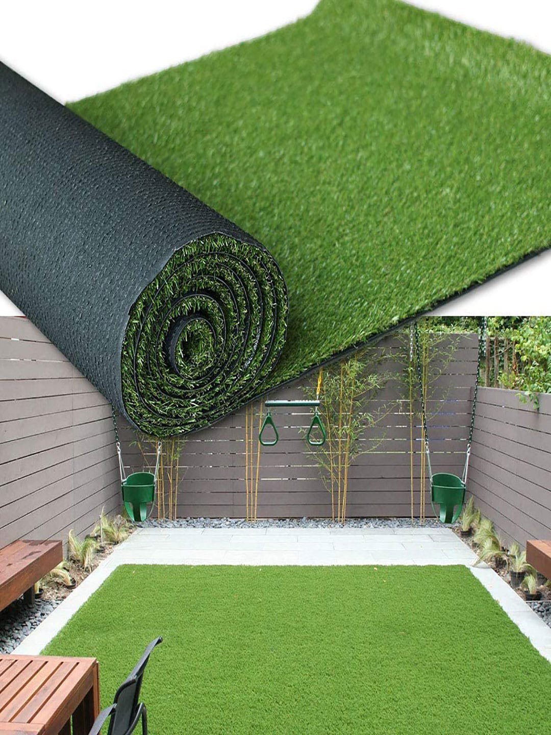 LUXEHOME INTERNATIONAL Green Solid Plastic Grass Floor Runners