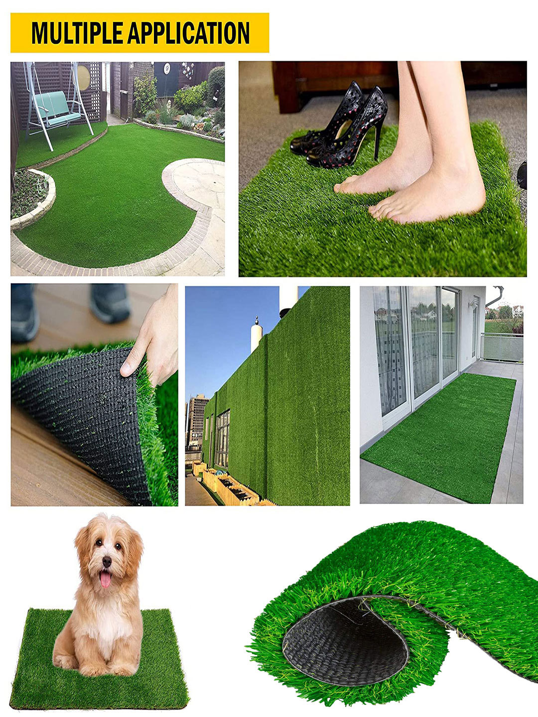 LUXEHOME INTERNATIONAL Green Anti Skid UV Resistant Artificial Grass Floor Mat
