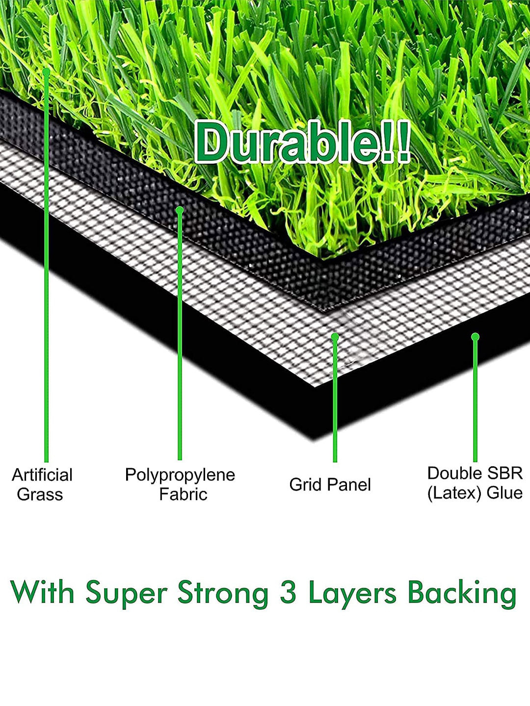LUXEHOME INTERNATIONAL Green Artificial Grass Floor Mat