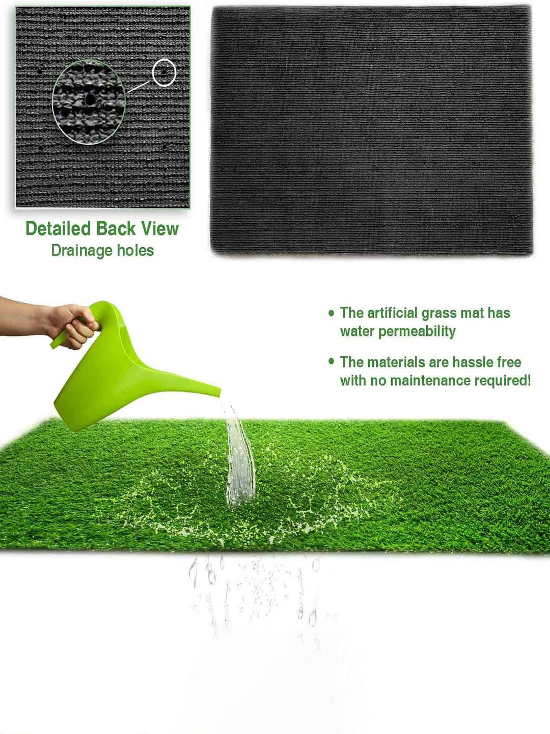 LUXEHOME INTERNATIONAL Green Artificial Grass Solid Water Resistance Floor Mat