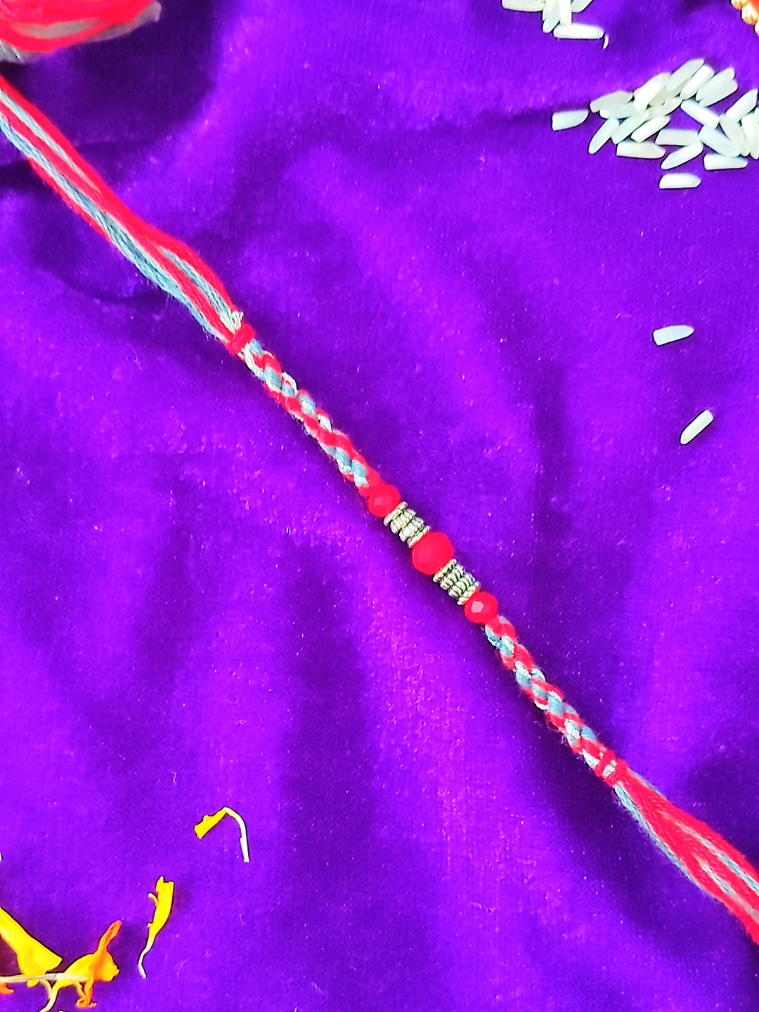 CRAYTON Men Red & Grey-Colored Thread Rakhi