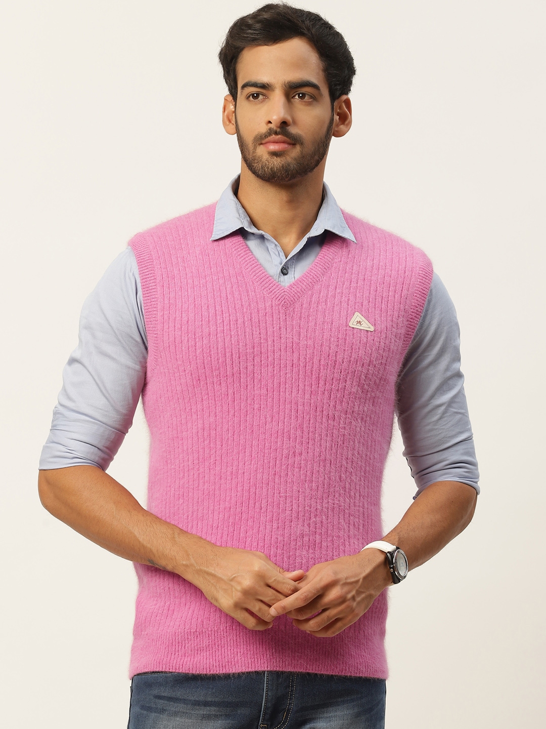 Pink sweater shop vest mens